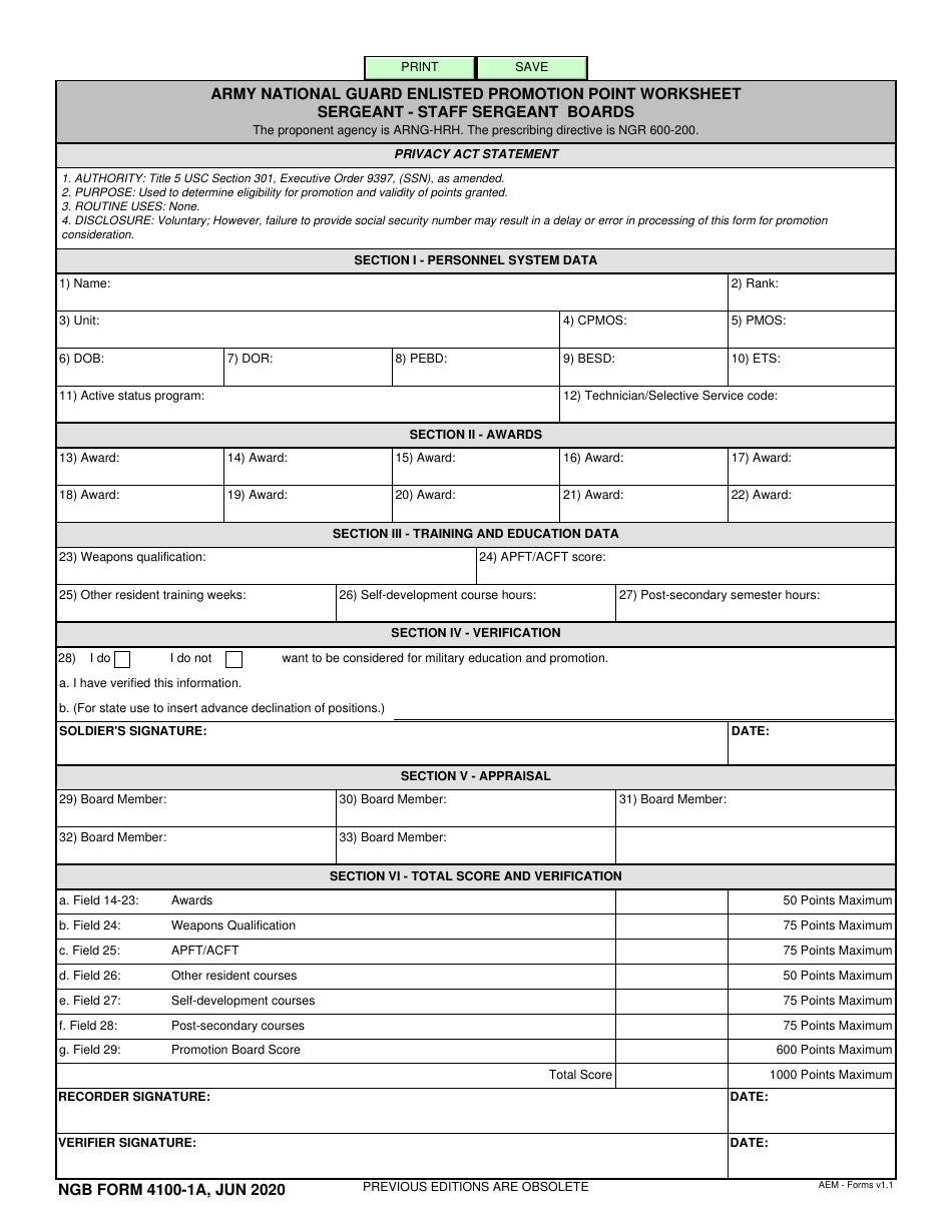 NGB Form 4100 1A Fill Out Sign Online And Download Fillable PDF Templateroller