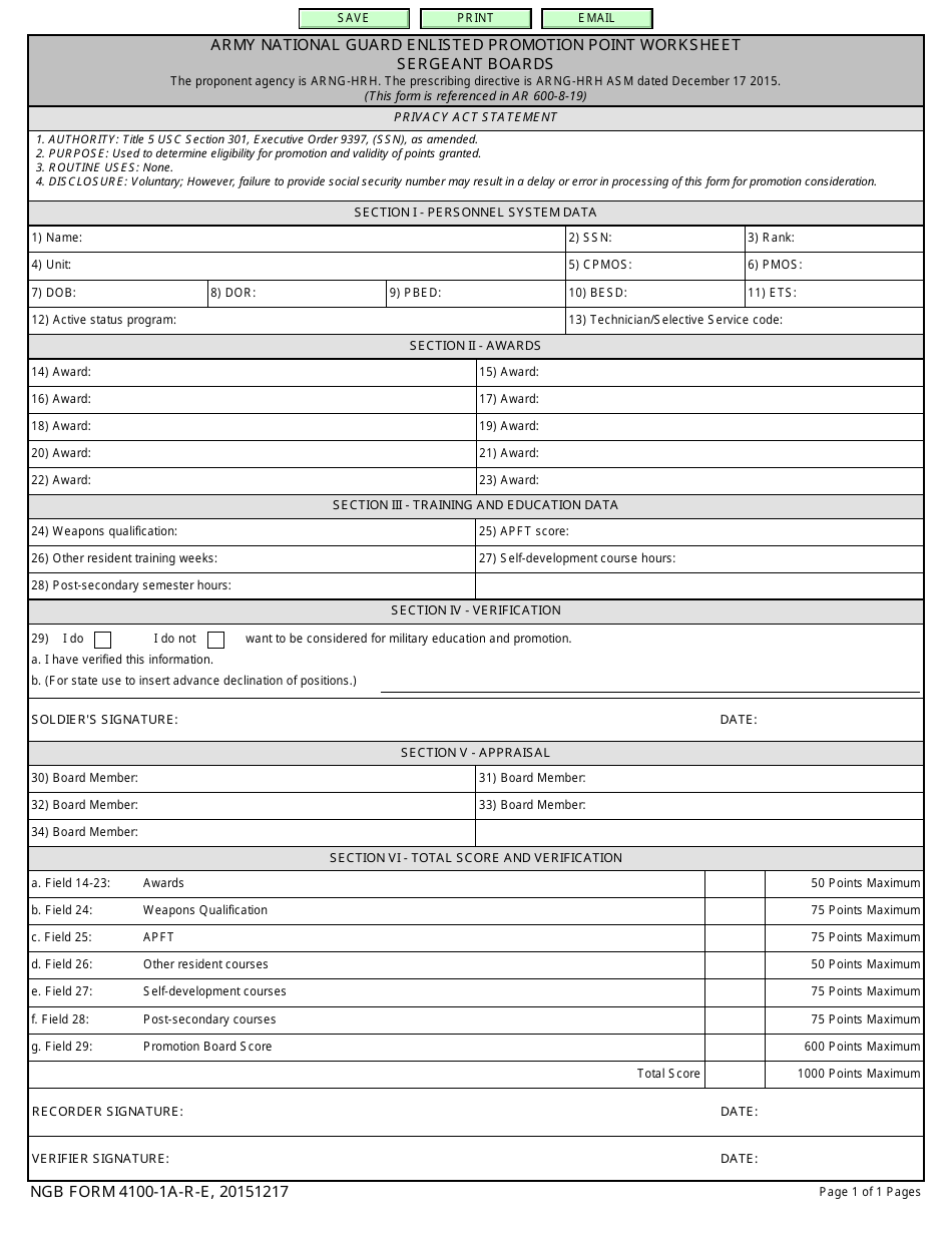 NGB Form 4100 1A R E Fill Out Sign Online And Download Fillable PDF Templateroller