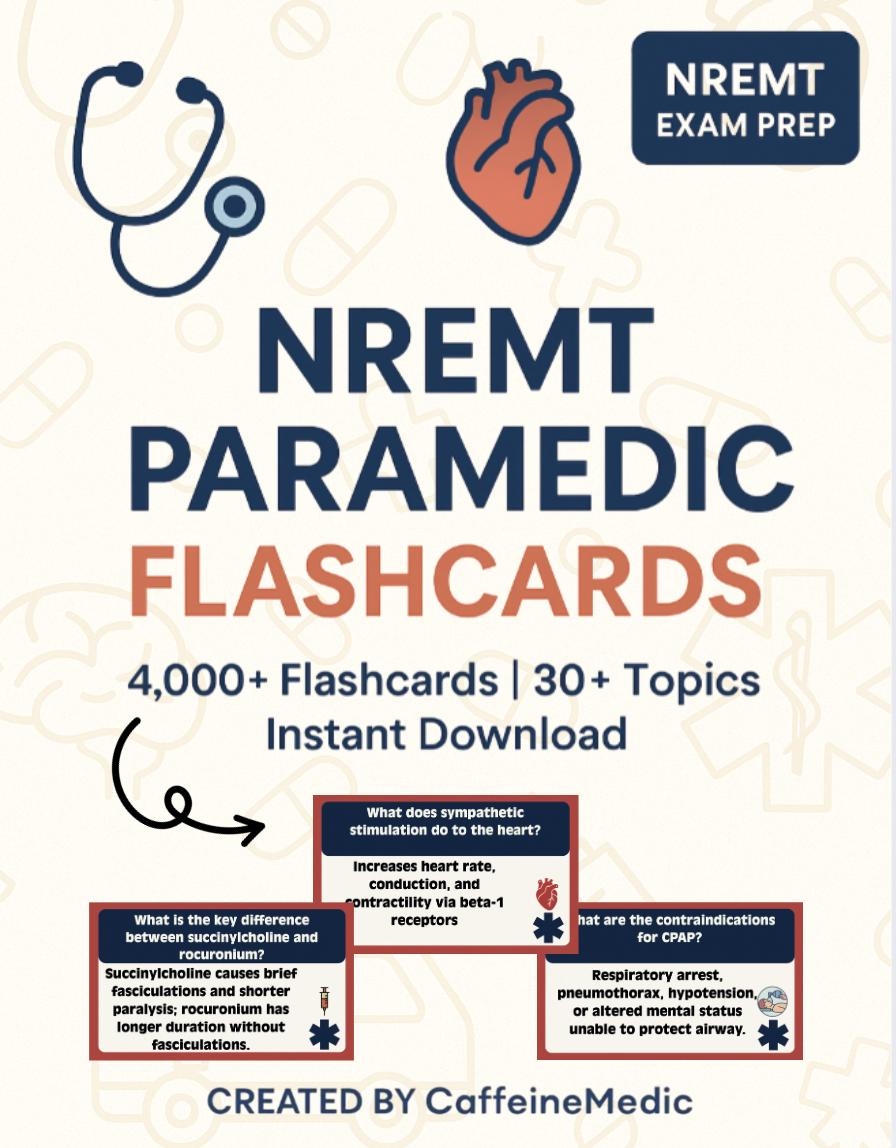 NREMT Paramedic Flashcards MEGA Bundle PDF 4 000 Q as 30 Topics Instant Download Paramedic Study Guide Etsy