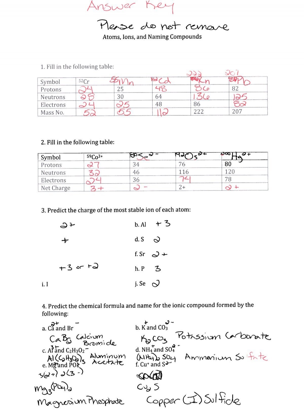 NSC 130 Atoms Ions Naming Worksheet Answers NSC 130 Atoms Ions Naming Worksheet Answers