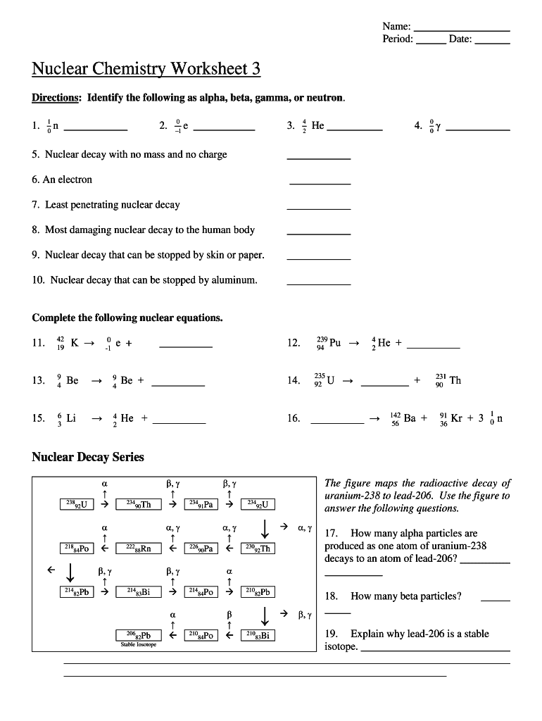 Nuclear Chemistry Worksheet Fill Online Printable Fillable Worksheets Library