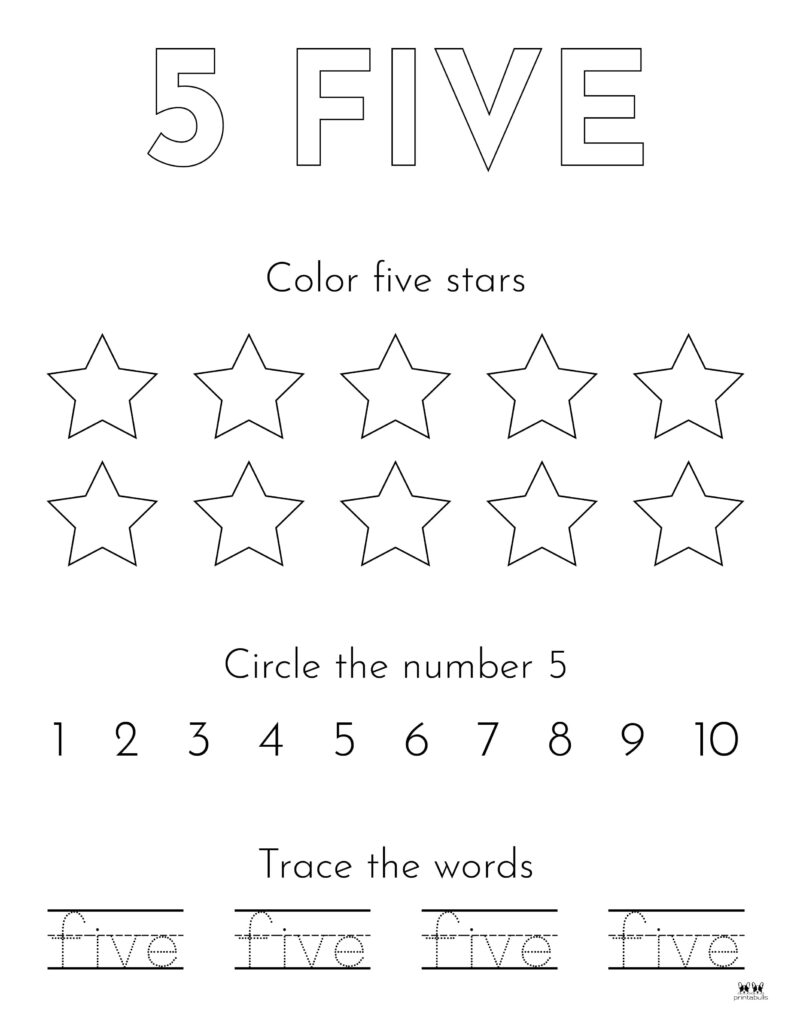 Number 5 Tracing Worksheets 15 FREE Pages Printabulls