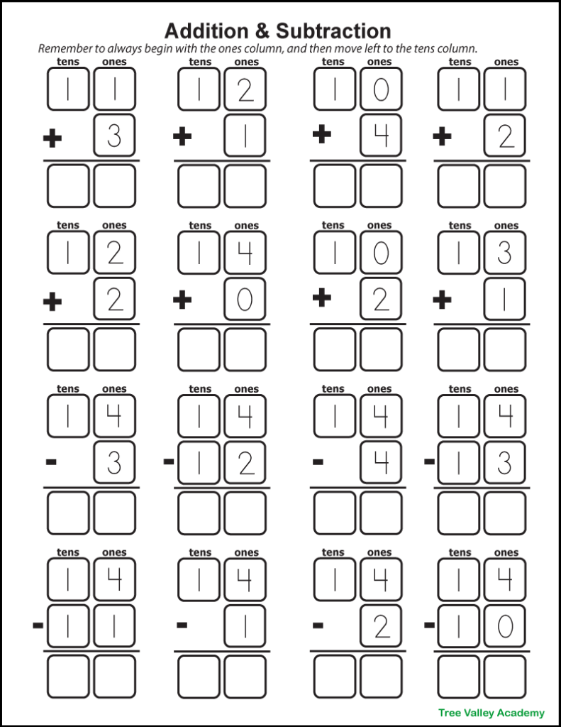 adding and subtracting worksheets