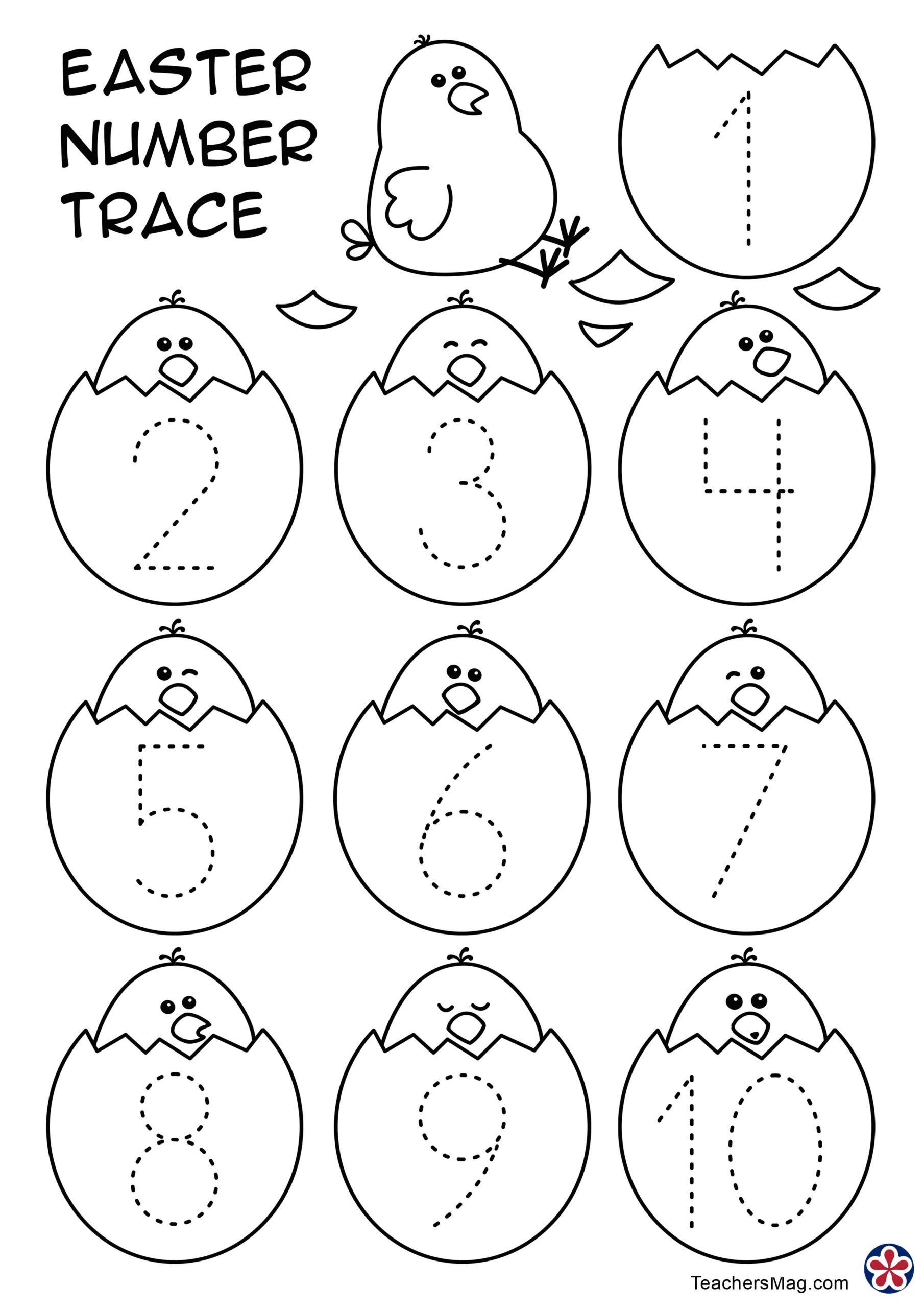 Number Tracing Easter Worksheet 1 10 TeachersMag
