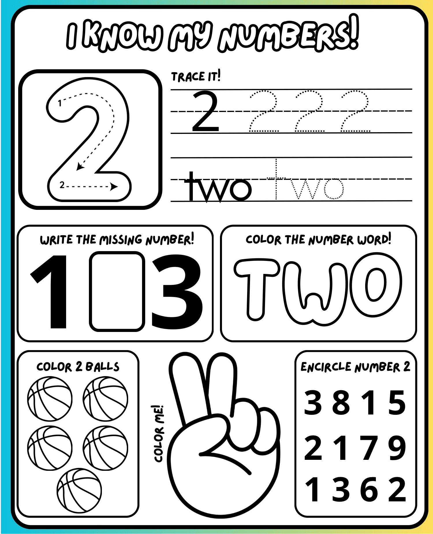 kindergarten number worksheets