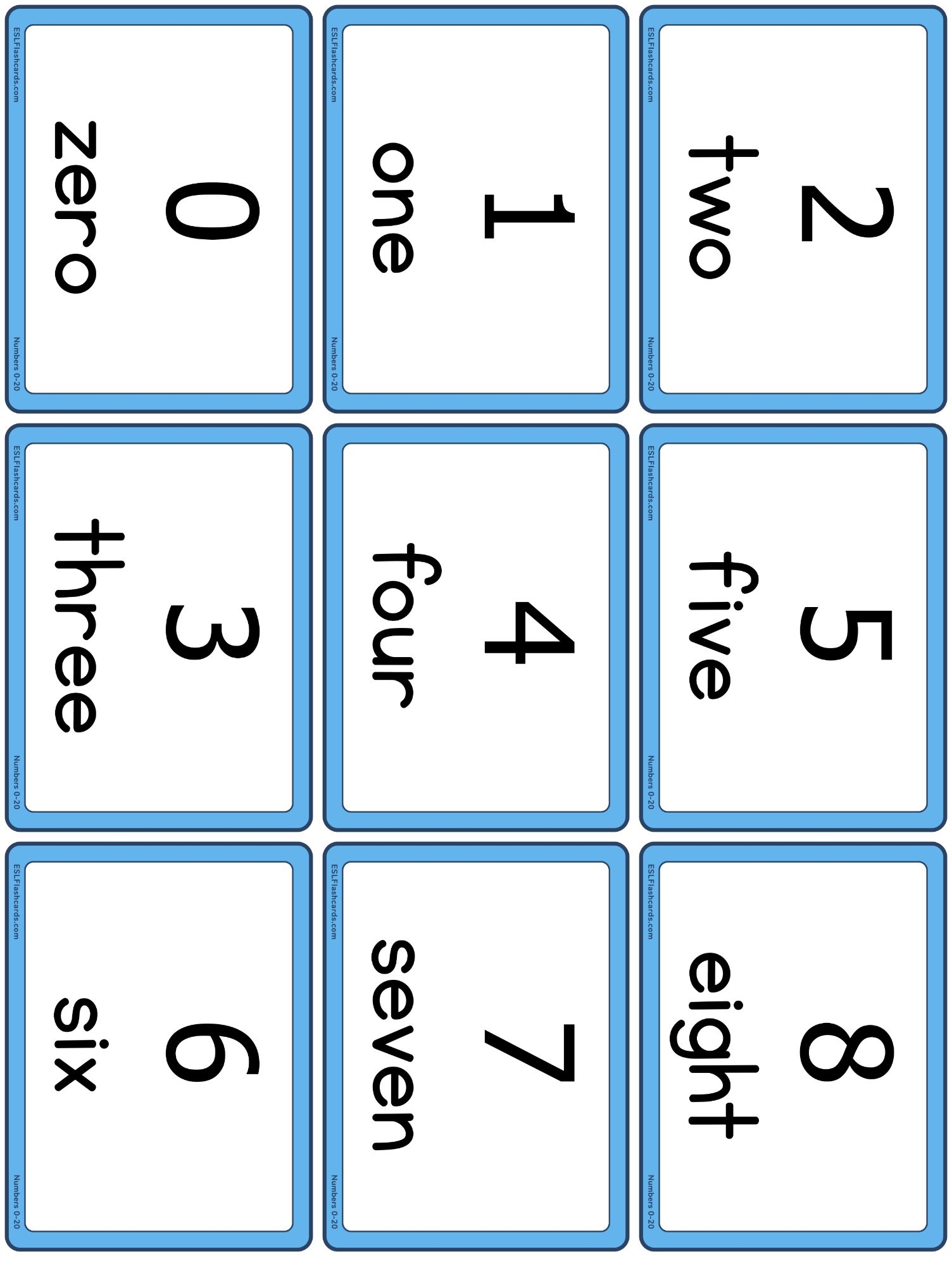 number flashcards printable