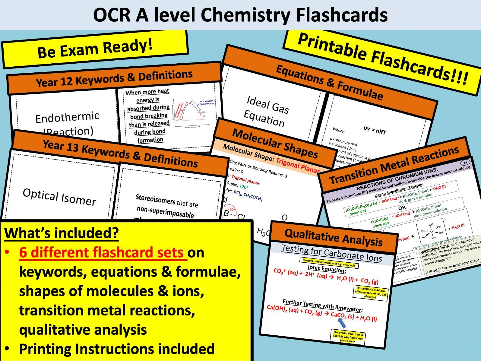a level chemistry flashcards
