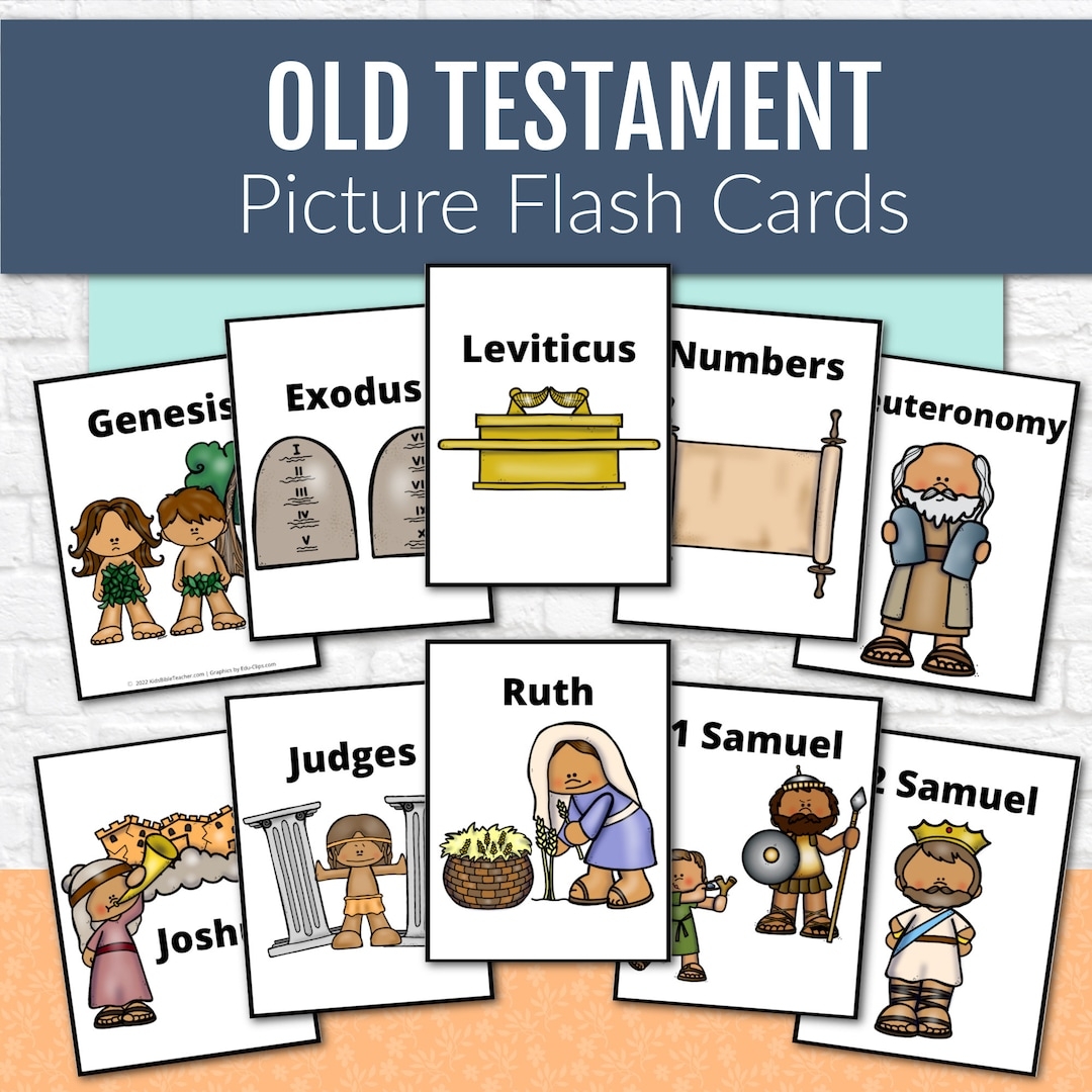 Old Testament Books Of The Bible Kids Flash Cards Bible Verse Learning Old Testament Sunday School Homeschool Printable Kids Digital Cards Etsy