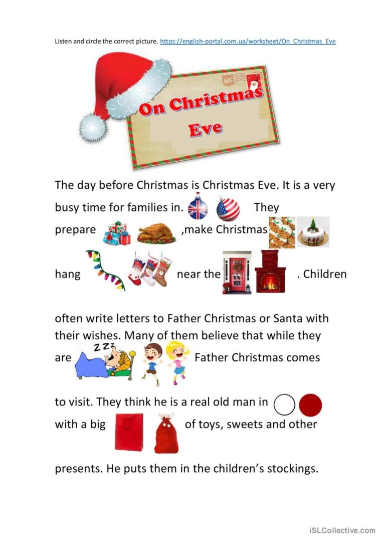 christmas reading worksheets