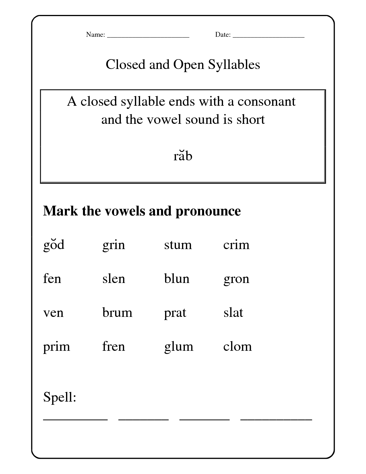 Open And Closed Syllables Online Exercise Live Worksheets Worksheets Library