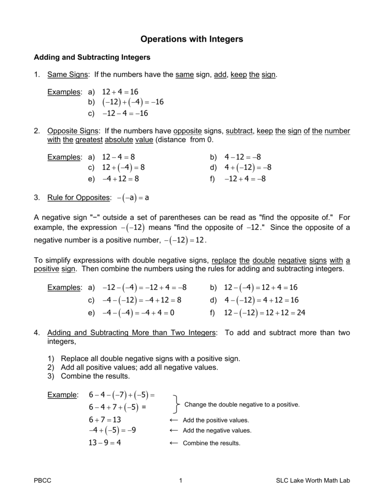 integer operations worksheet integer operations worksheet