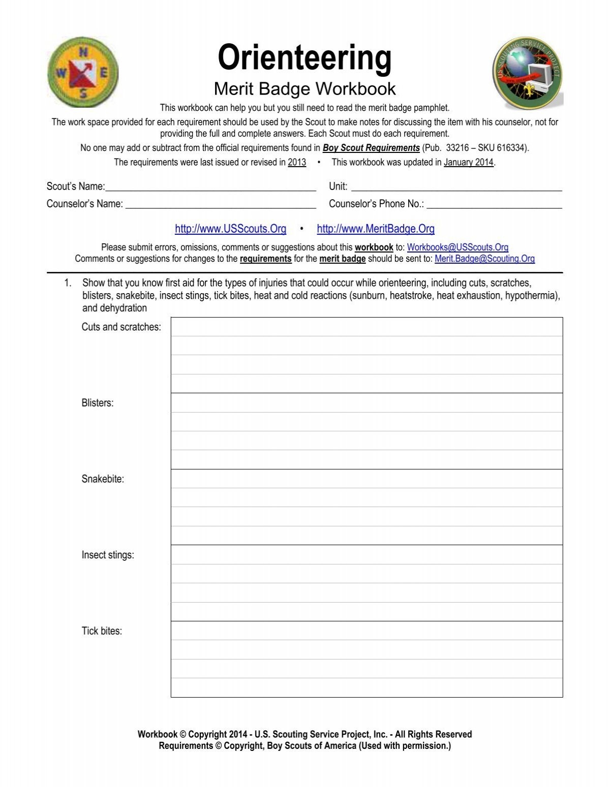 first aid merit badge worksheet