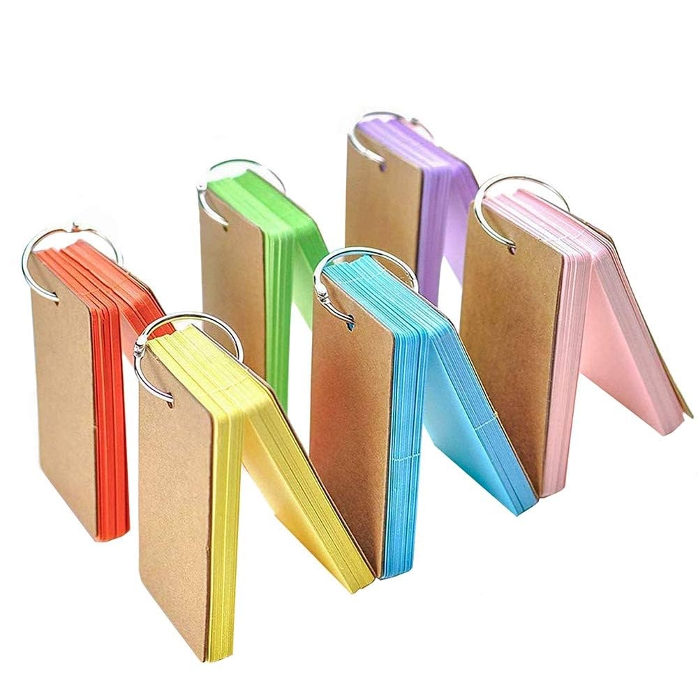 Pack Of 6 Flashcards Pocket XCOZU Flashcards With Ring Vocabulary Learning Ring Notepad Flashcards With Ring Mini Index Cards Blank Flashcards On The Go 90 X 55 Mm 300 Sheets Amazon de 