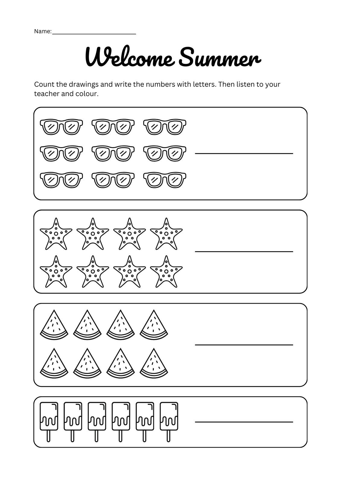 summer themed math worksheets