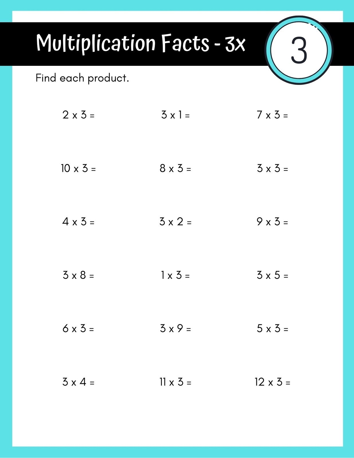 math facts worksheets multiplication
