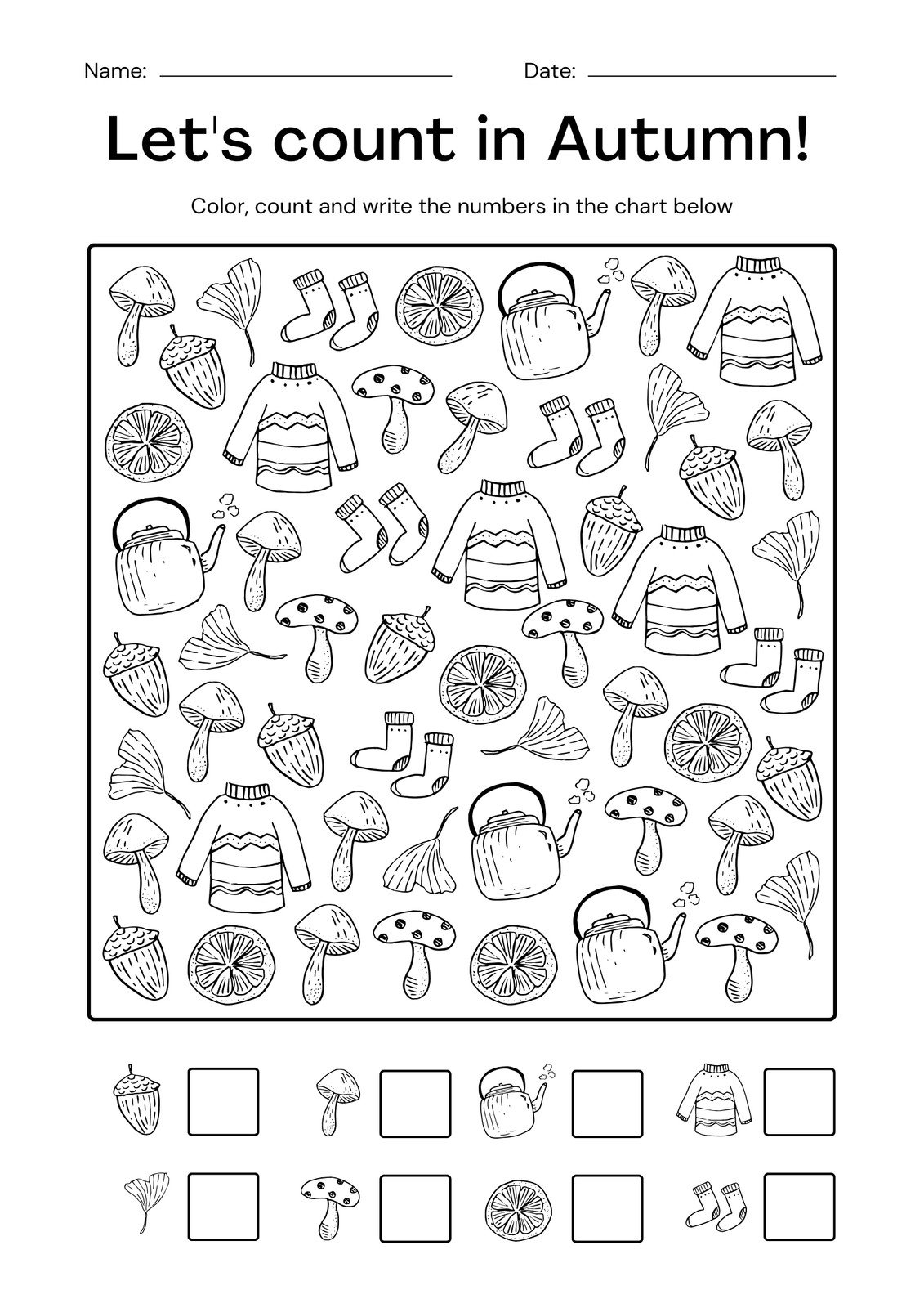 autumn math worksheets