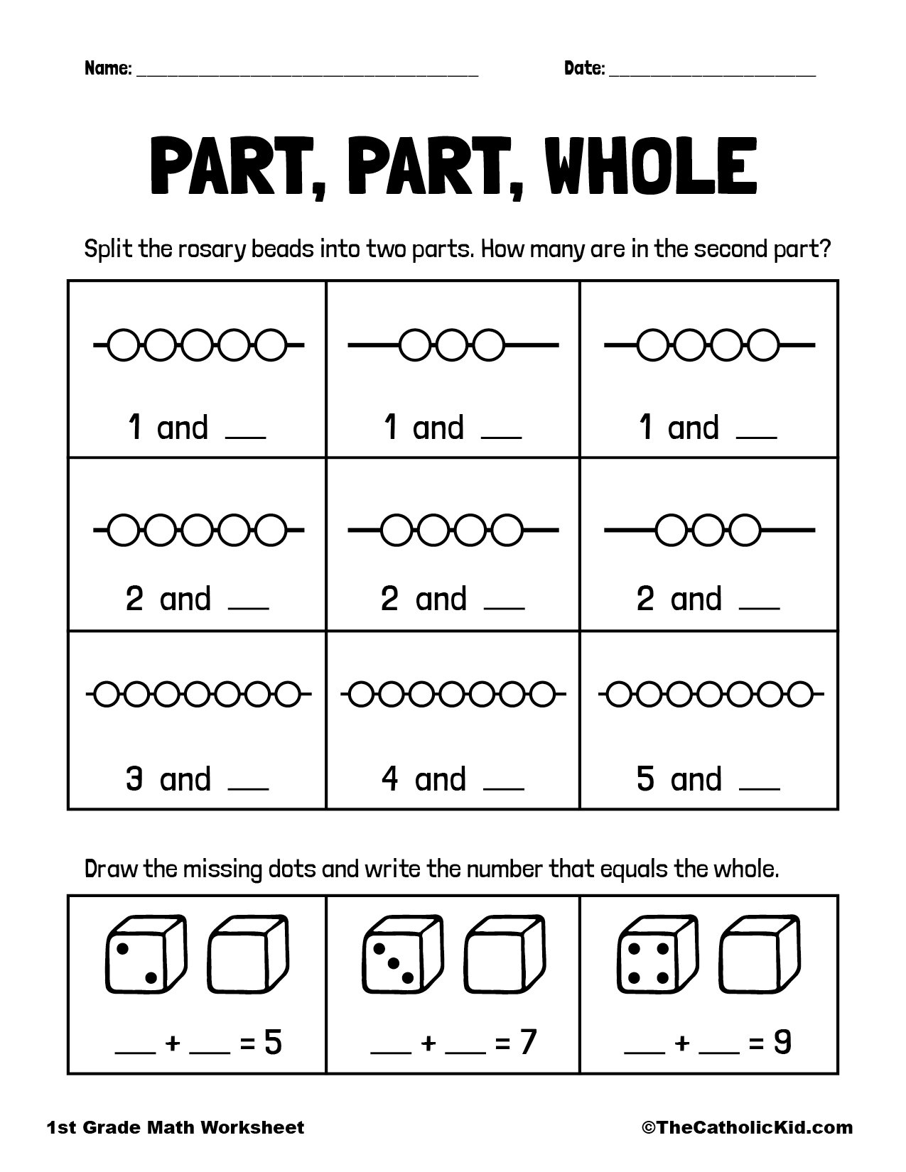 part part whole worksheets