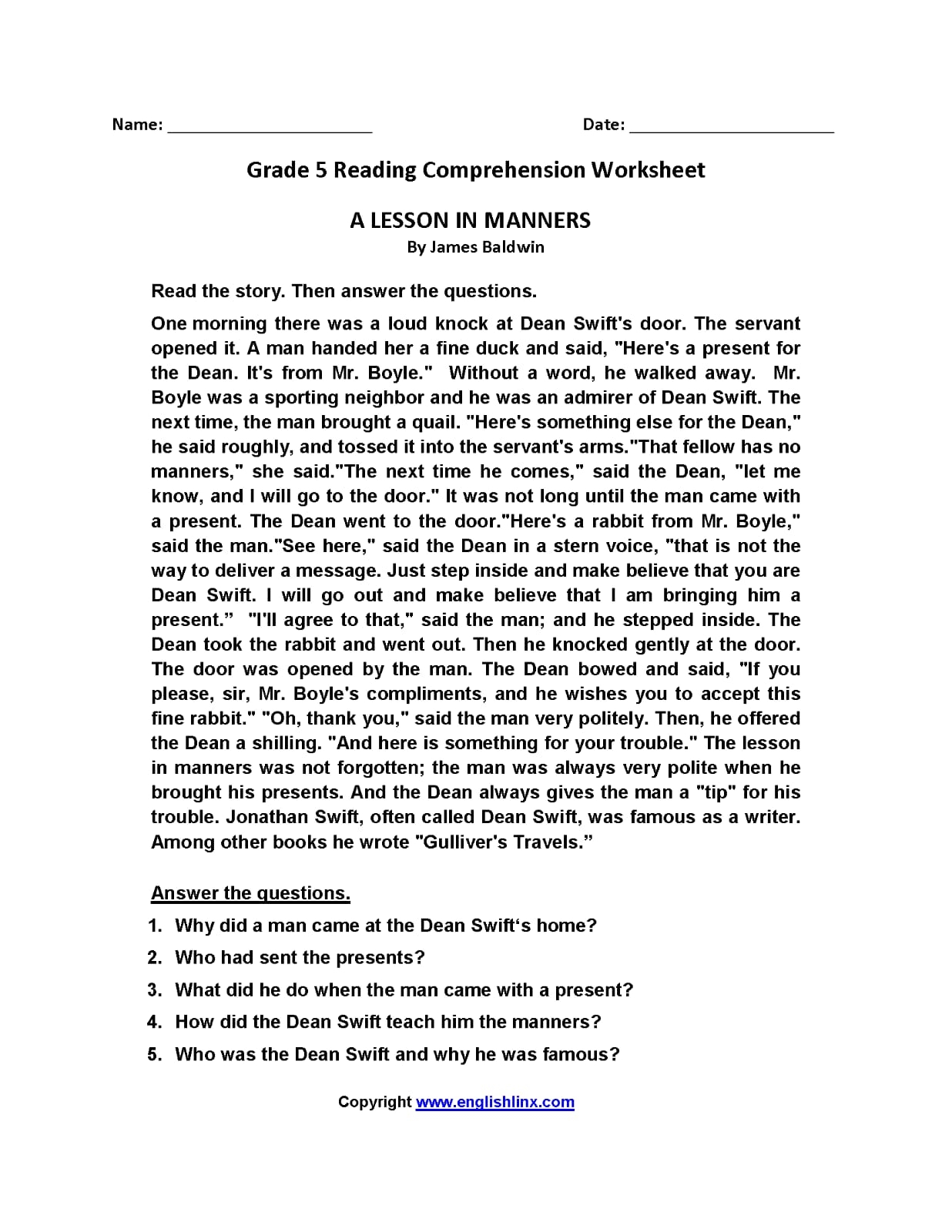 11th grade reading comprehension worksheets