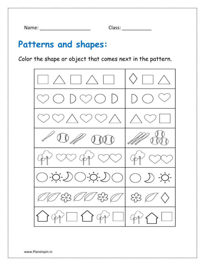 Pattern Worksheets For Grade 1 Planetspin in