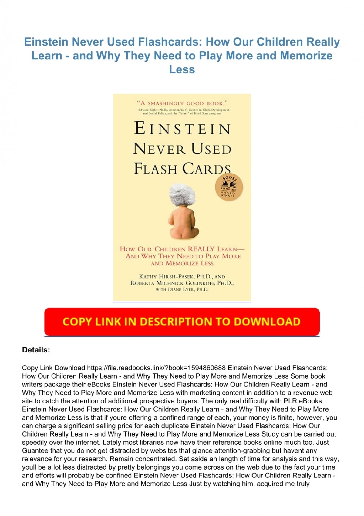 Pdf read Online Einstein Never Used Flashcards How Our Children Really Learn And Why They Need To Play More And Memorize Less Free Acces Pdf read Online Einstein Never Used Flashcards How Our Children Really Learn And Why They Need To Play More And Memorize Less Free Acces