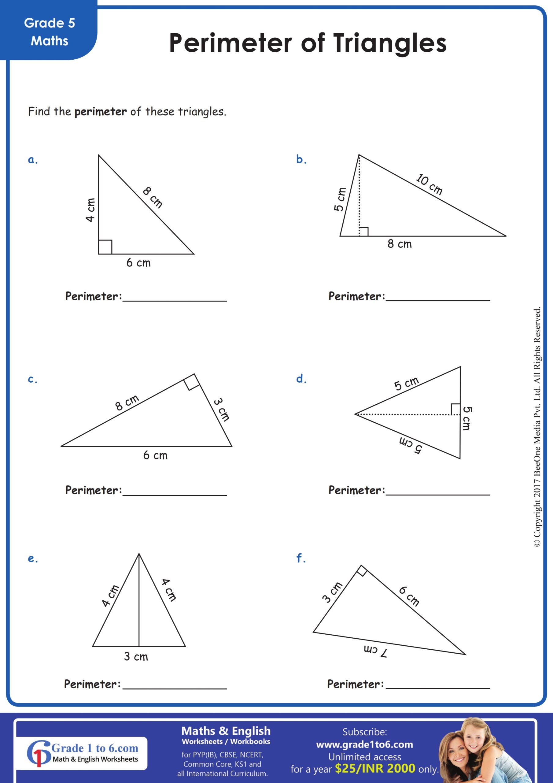 Perimeter Of Triangle Worksheets Grade1to6 Perimeter Of Triangle Worksheets Grade1to6