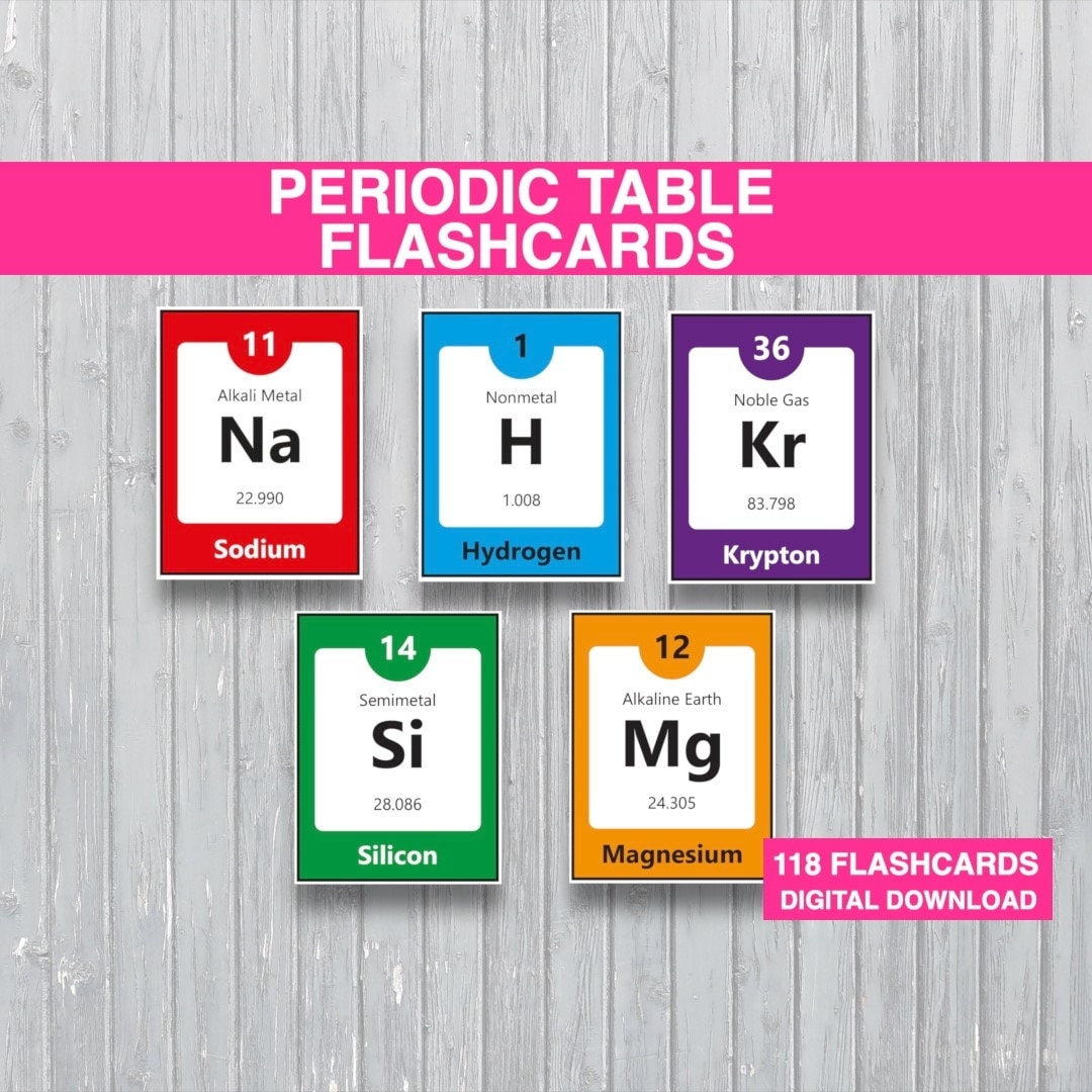 flashcards for periodic table of elements
