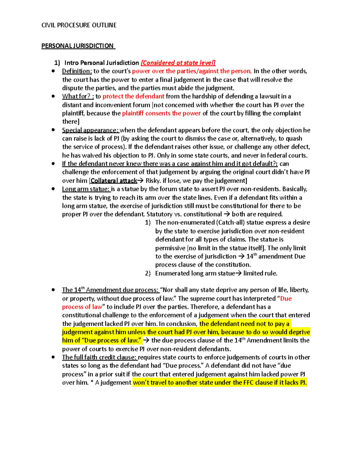 Personal Jurisdiction Frcp 35 Civ Pro MC Flashcards Quizlet