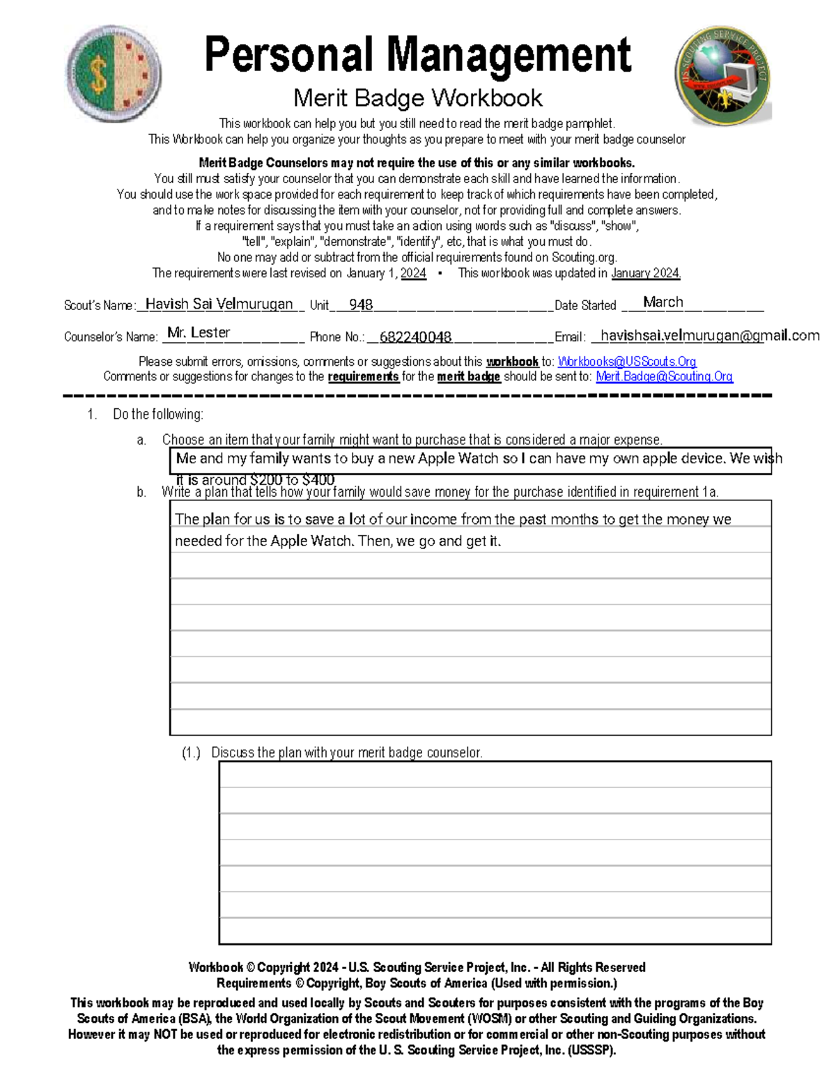 Personal Management Merit Badge Workbook Planning Budgeting Guide Studocu
