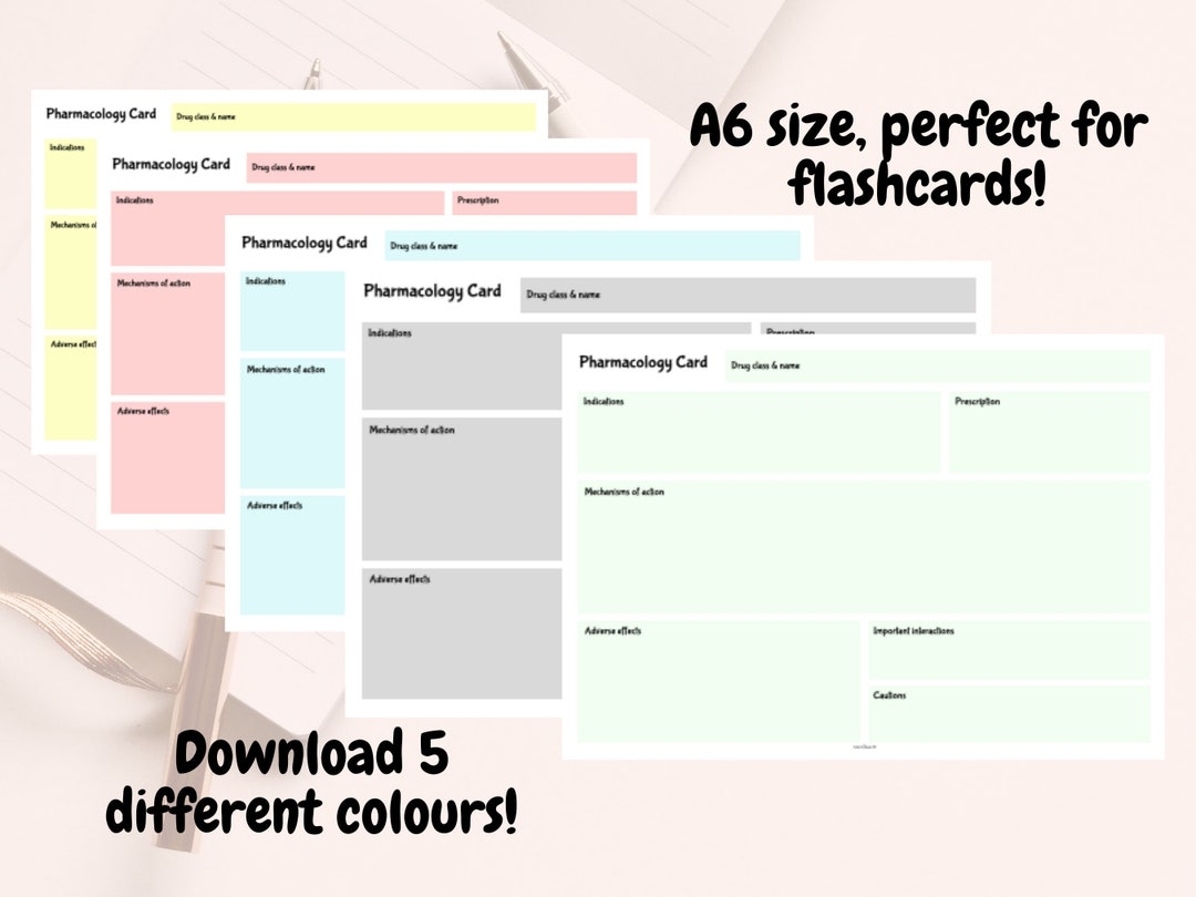 Pharmacology drugs Flashcard Template For Medics pharmacists nurses pa Etsy Ireland