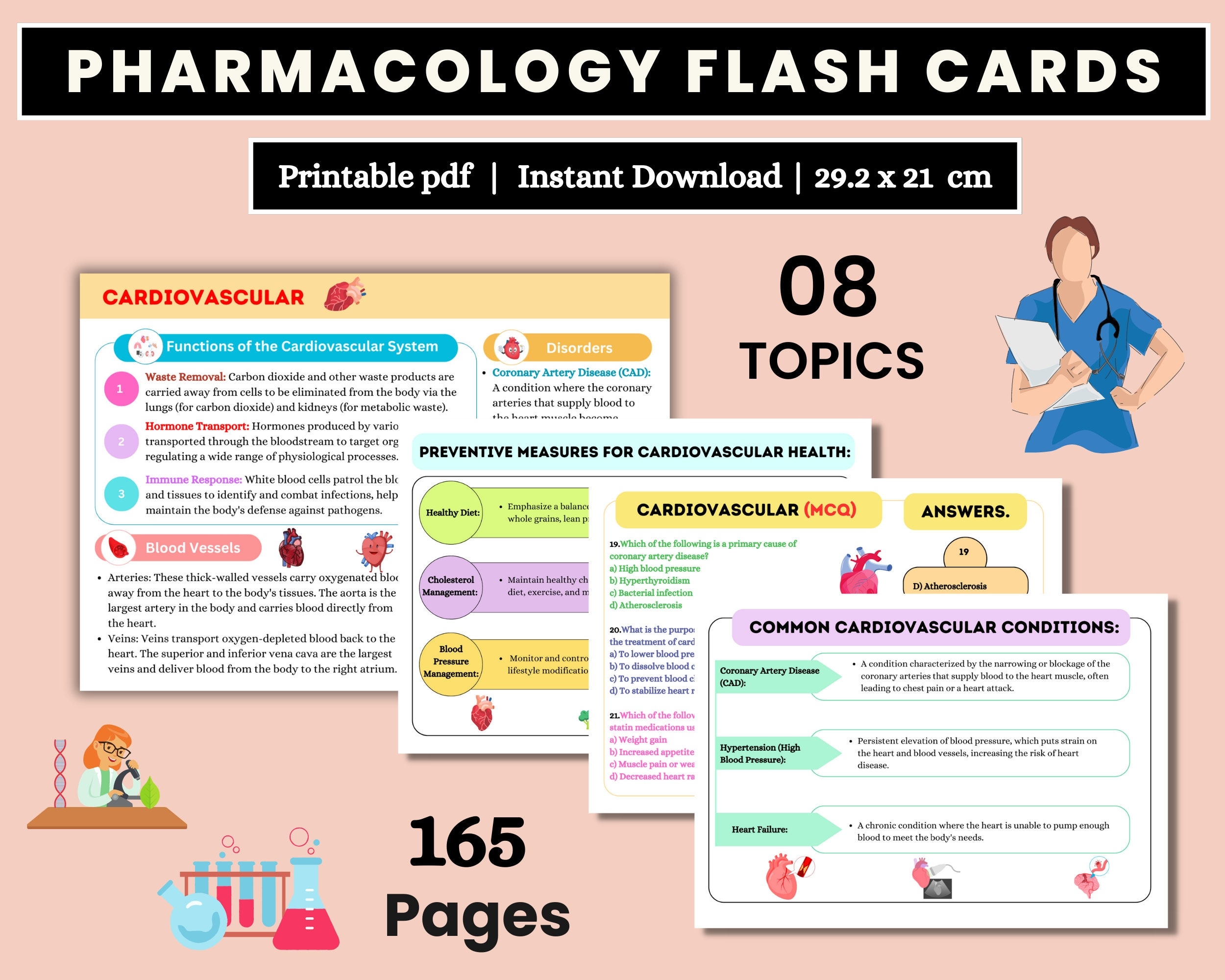 Pharmacology Flashcards 164 Pages Nursing Pharmacology Printable Pharmacology Notes Instant Download Revision Cards For Nursing Etsy