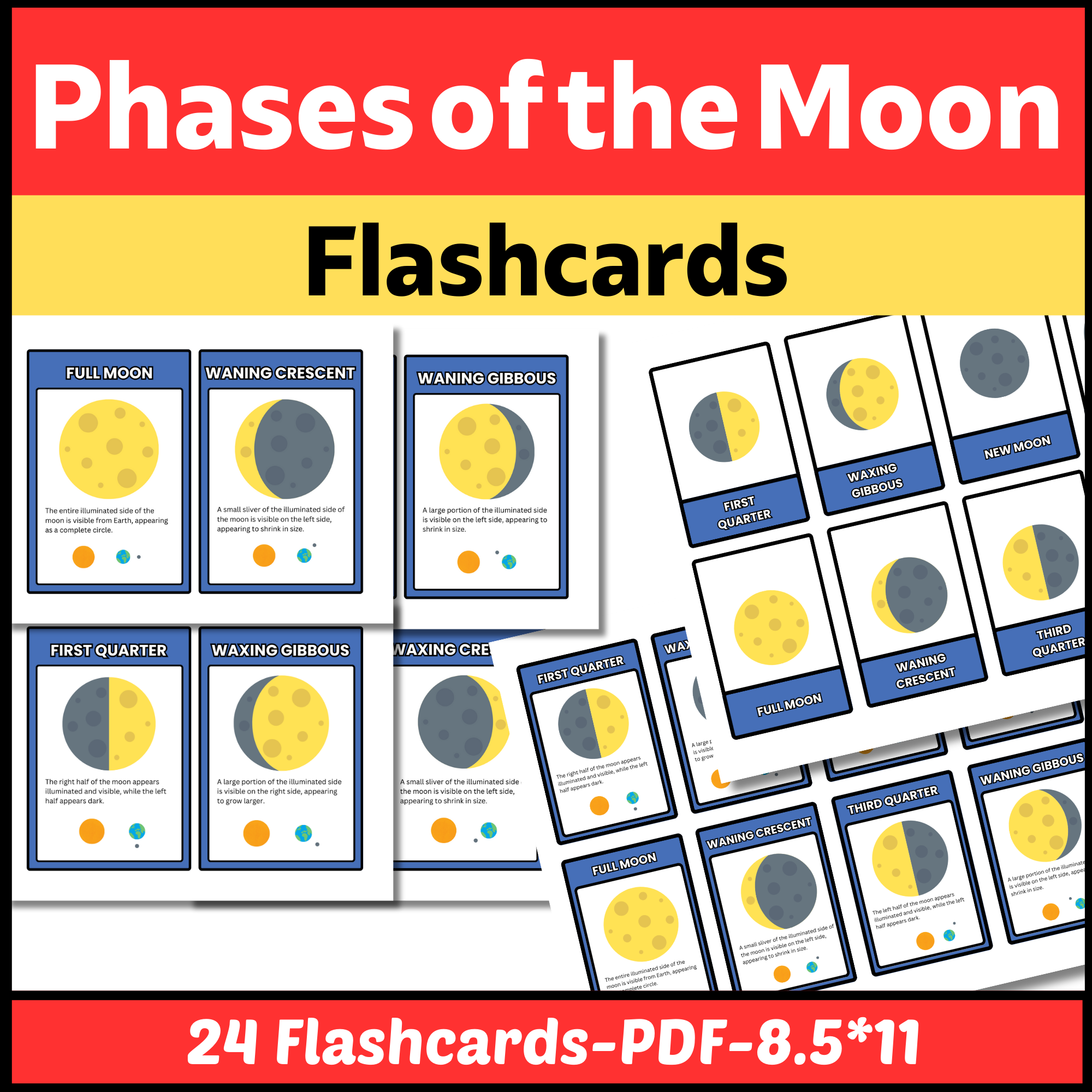 Phases Of The Moon Flashcards Moon Phases Flashcards Made By Teachers