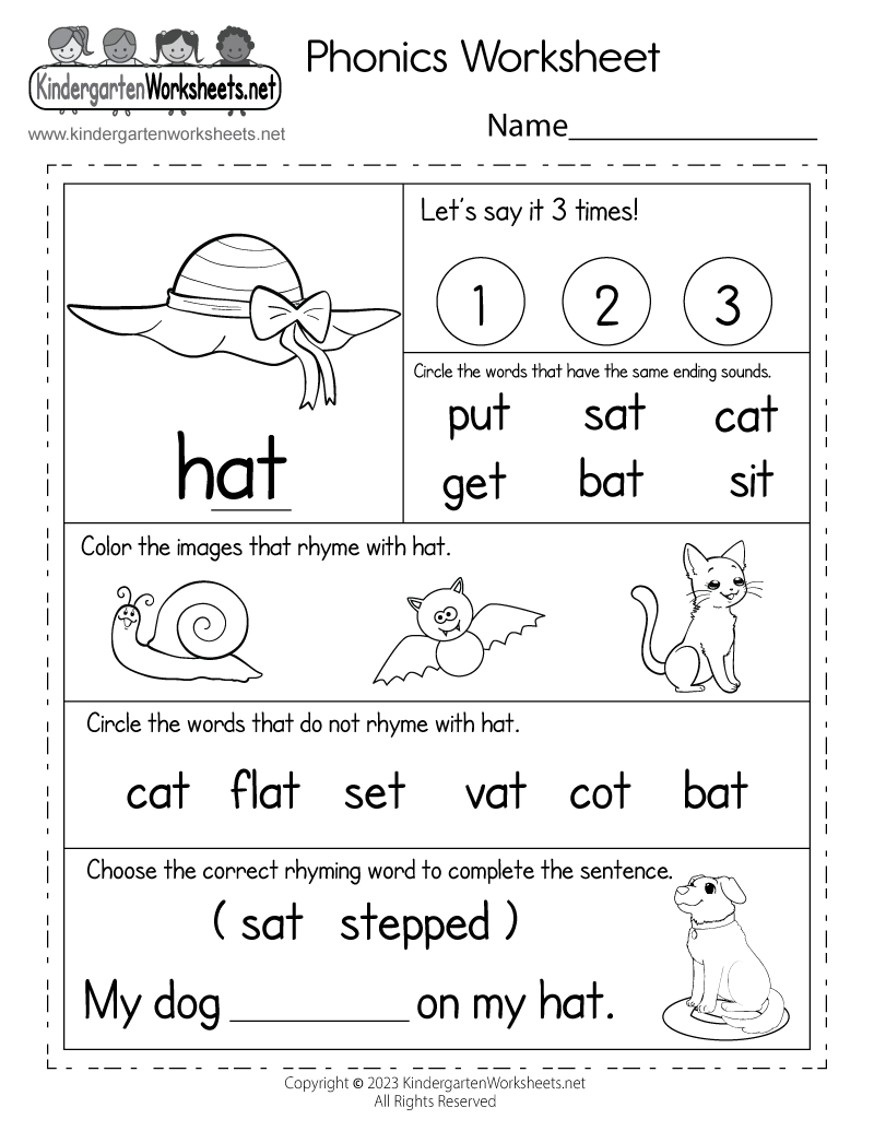 kindergarten reading printable worksheets