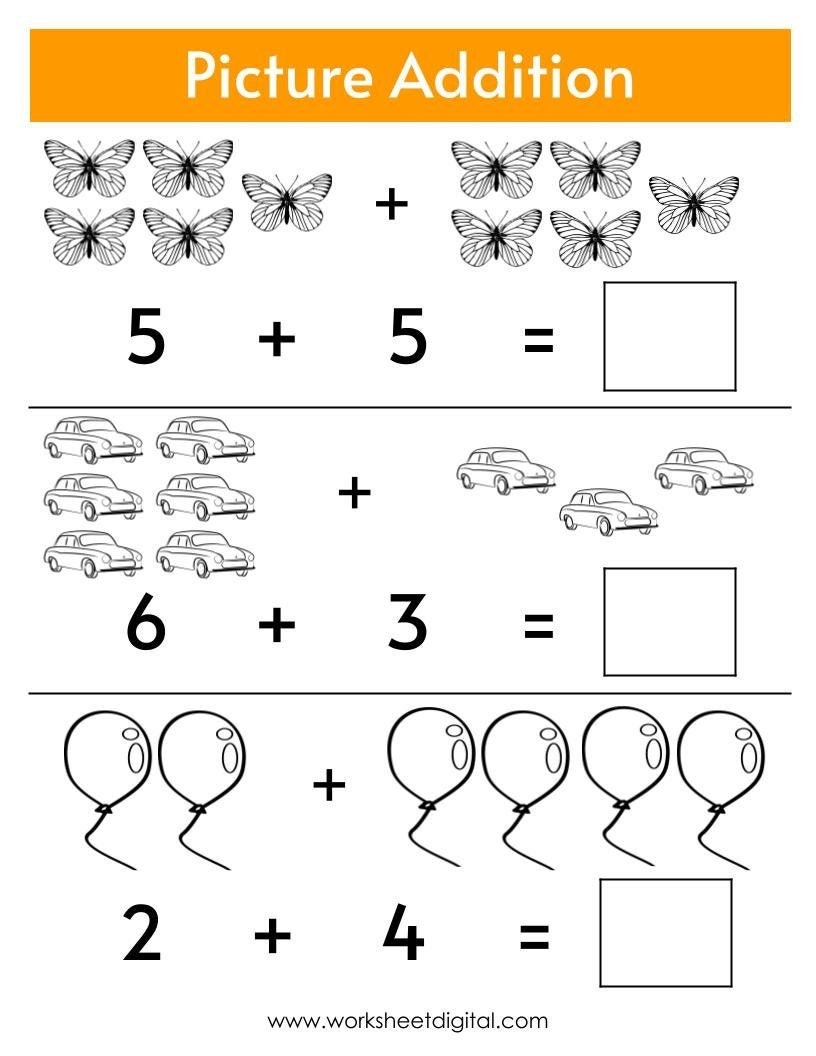 kindergarten addition worksheets