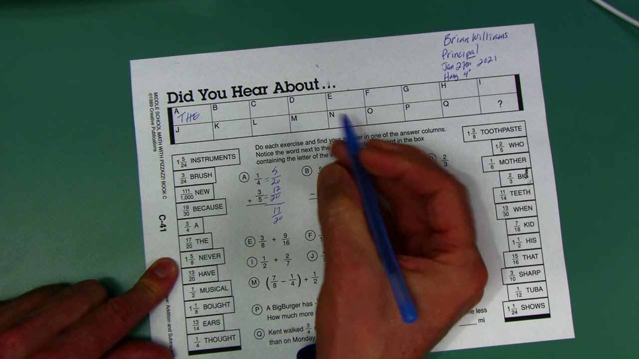 did you hear about... math worksheet