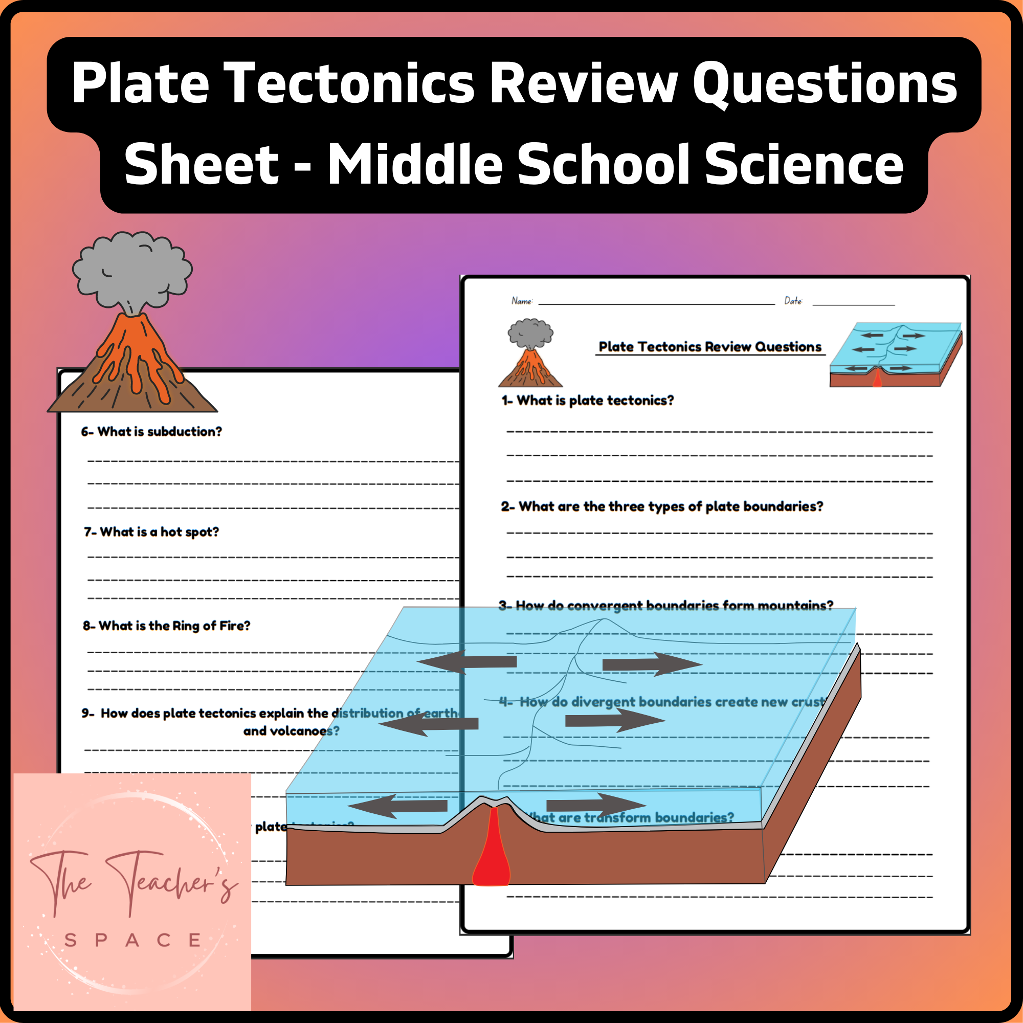 plate tectonics worksheet