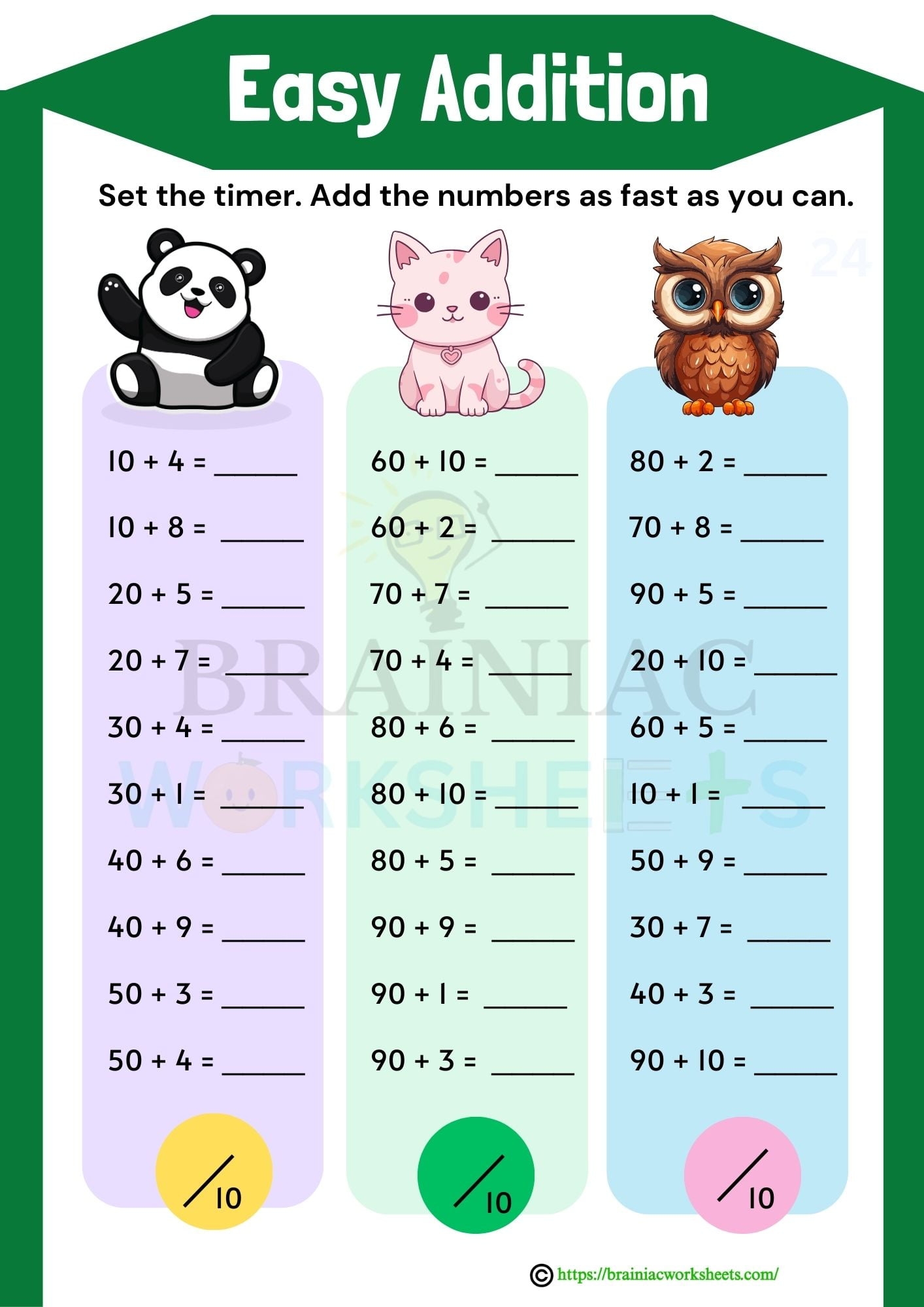 Playful Easy Addition Maths Worksheet For Class 2 Brainiac Worksheets