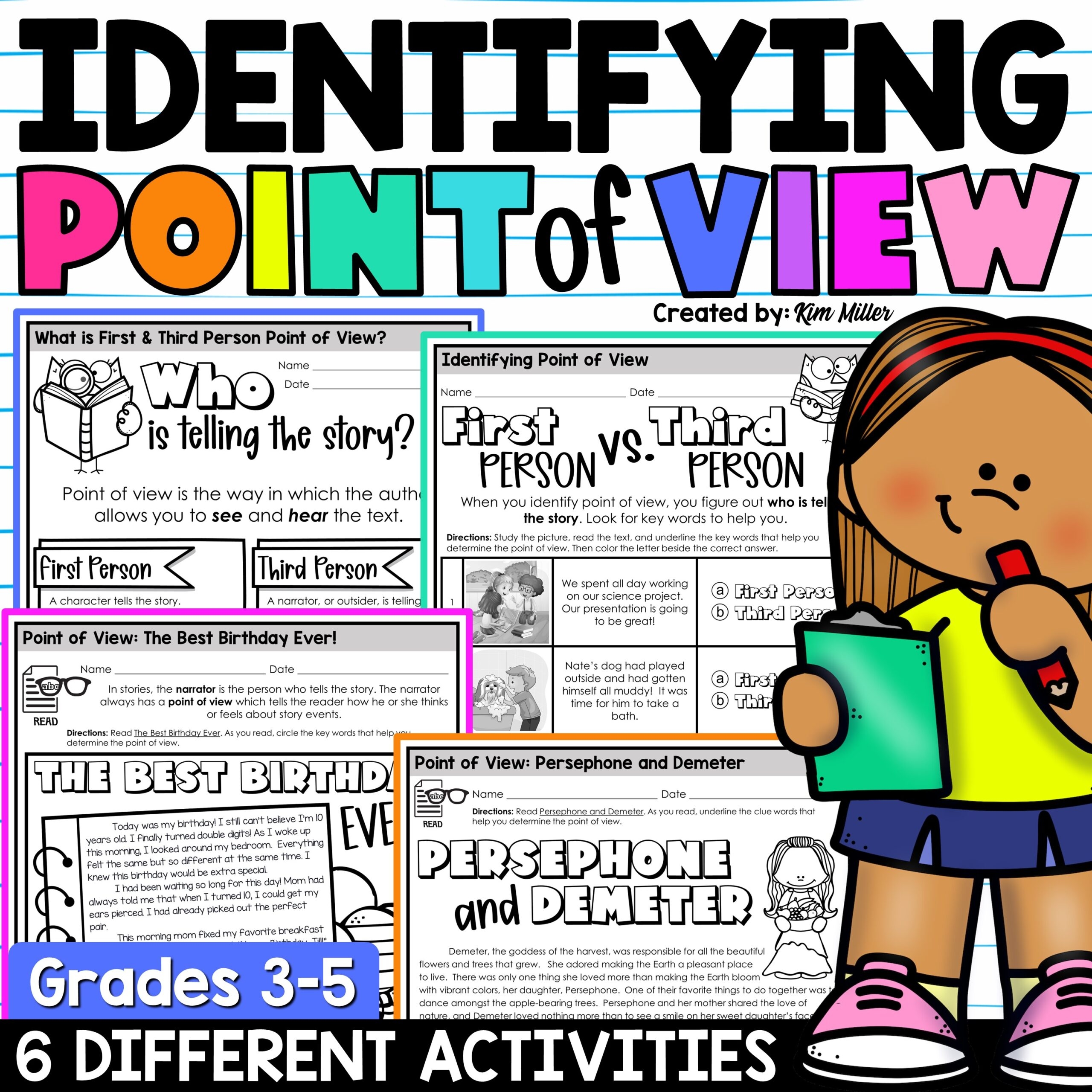 Point Of View Worksheets First And Third Person Point Of View Activities A Love Of Teaching Kim Miller