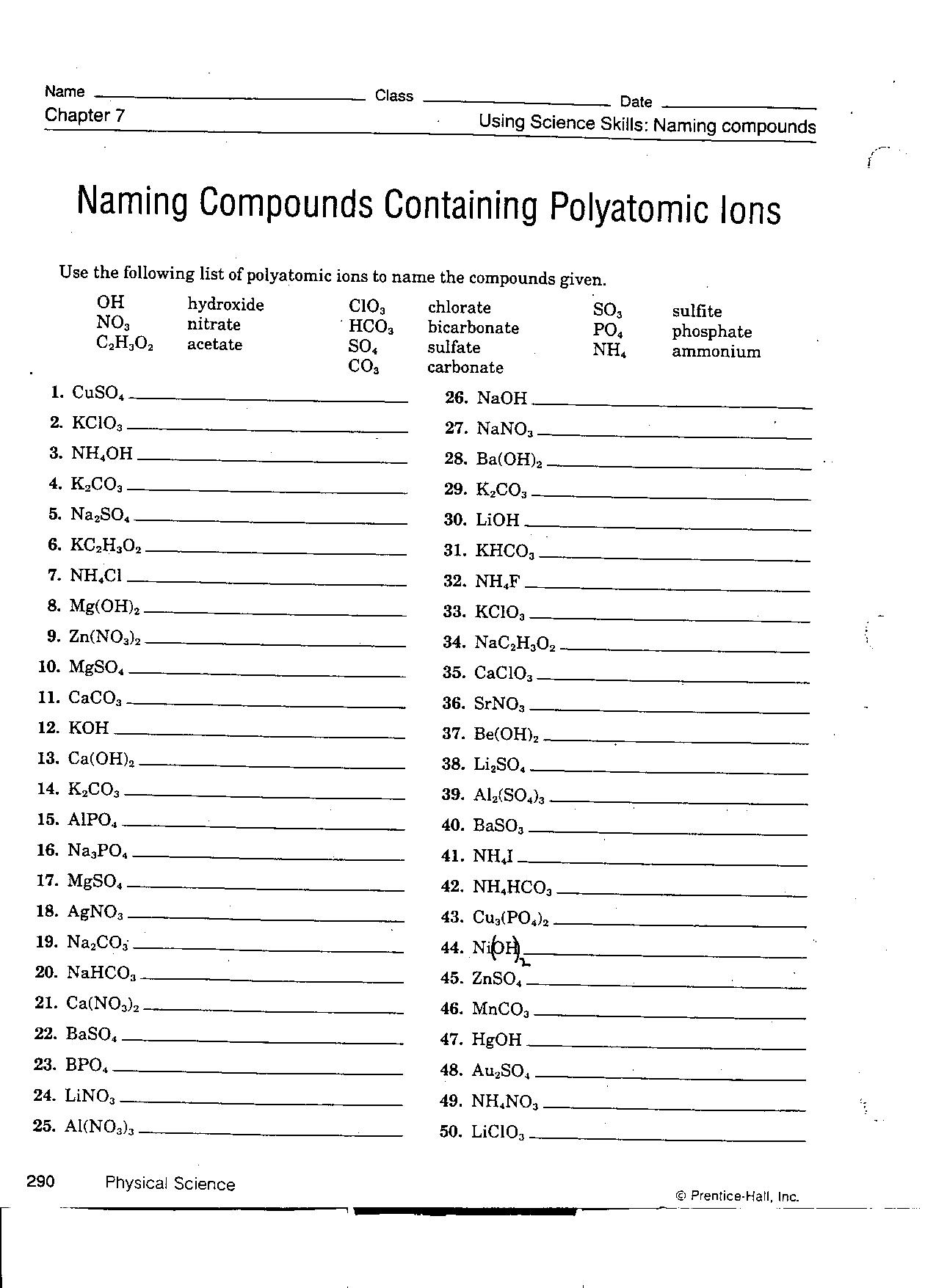 Polyatomic Ions Harrisburg Chemistry Presents 
