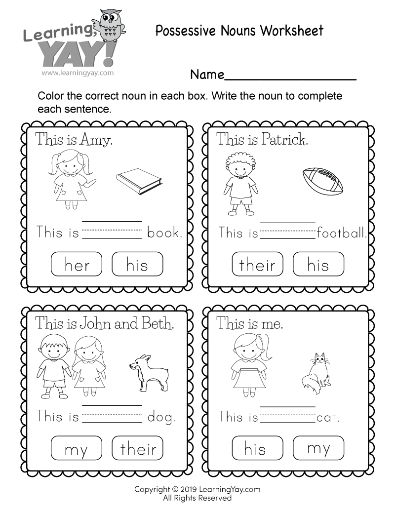 possessive nouns worksheet