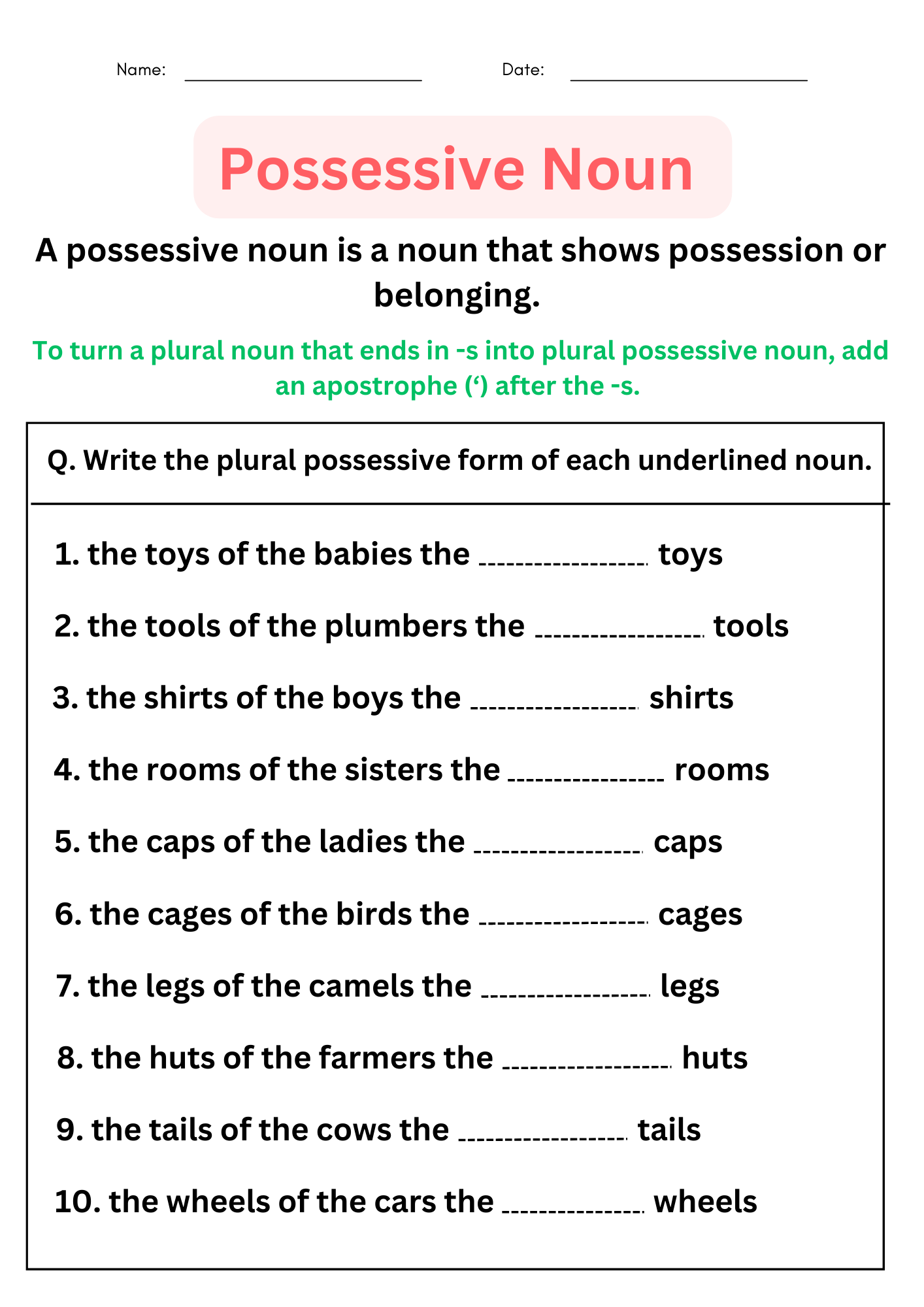 Possessive Nouns Worksheets With Answers Digital And Printable For Grade 4 5 Made By Teachers