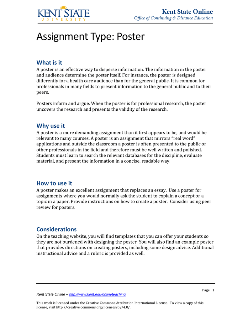 Poster Assignment Guide Kent State Online