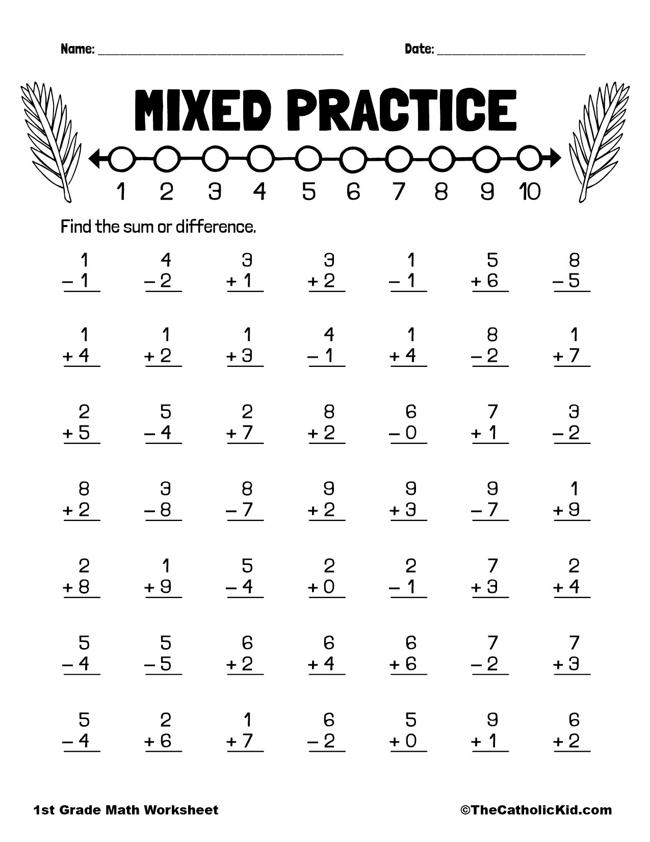 Practice Adding Subtracting TheCatholicKid