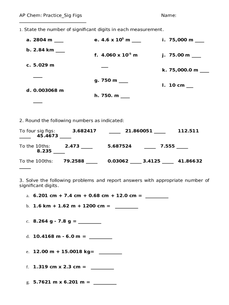 Practice Worksheet For Significant Figures Doolans Doc Worksheets Library