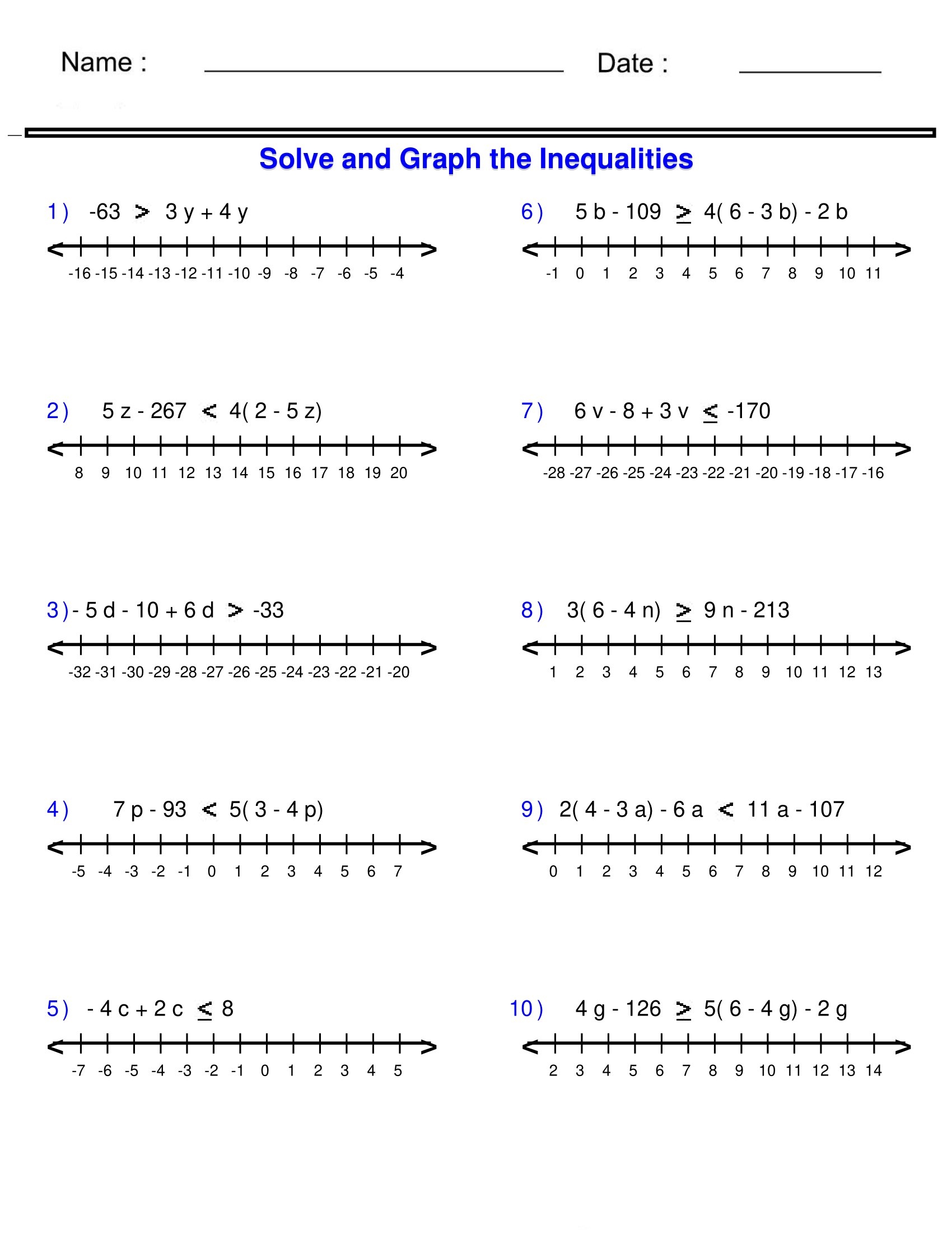 Pre Algebra Inequalities Worksheets Exploring Multiple Step Inequalities Made By Teachers