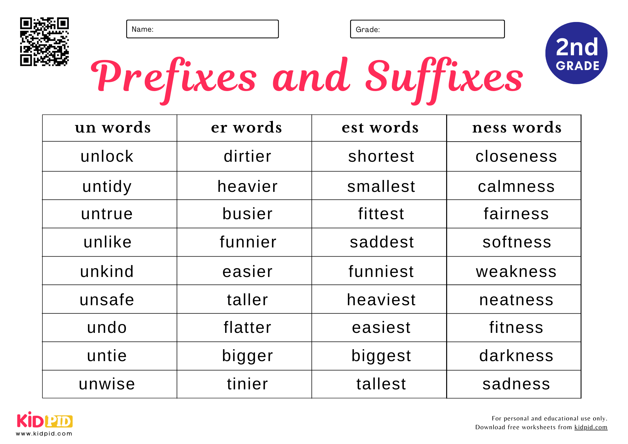 Prefixes And Suffixes Worksheet For Grade 2 Kidpid Prefixes And Suffixes Worksheet For Grade 2 Kidpid