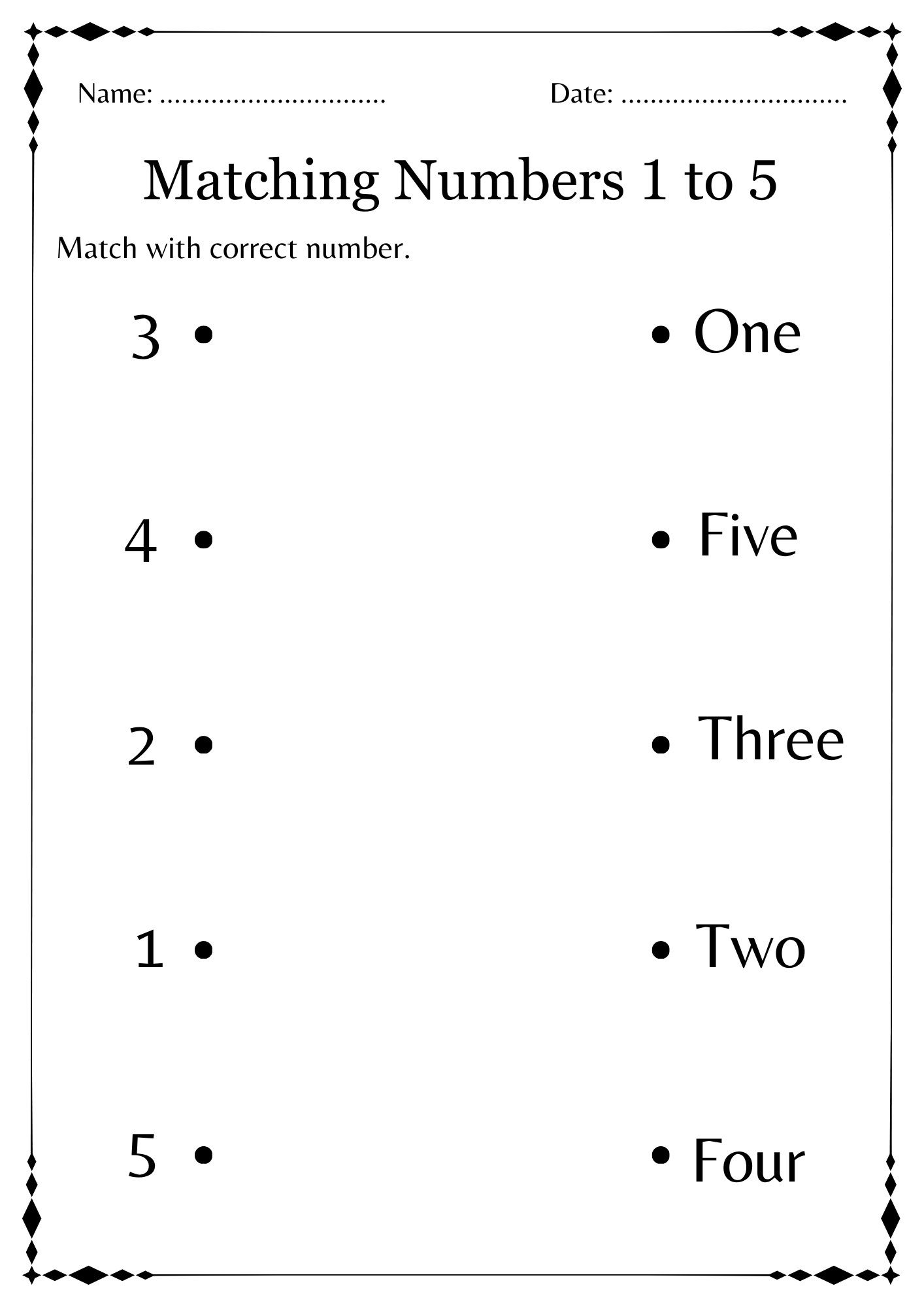 Preschool Count And Match Worksheets 1 To 5 Matching Numbers 1 5 Teaching Resources