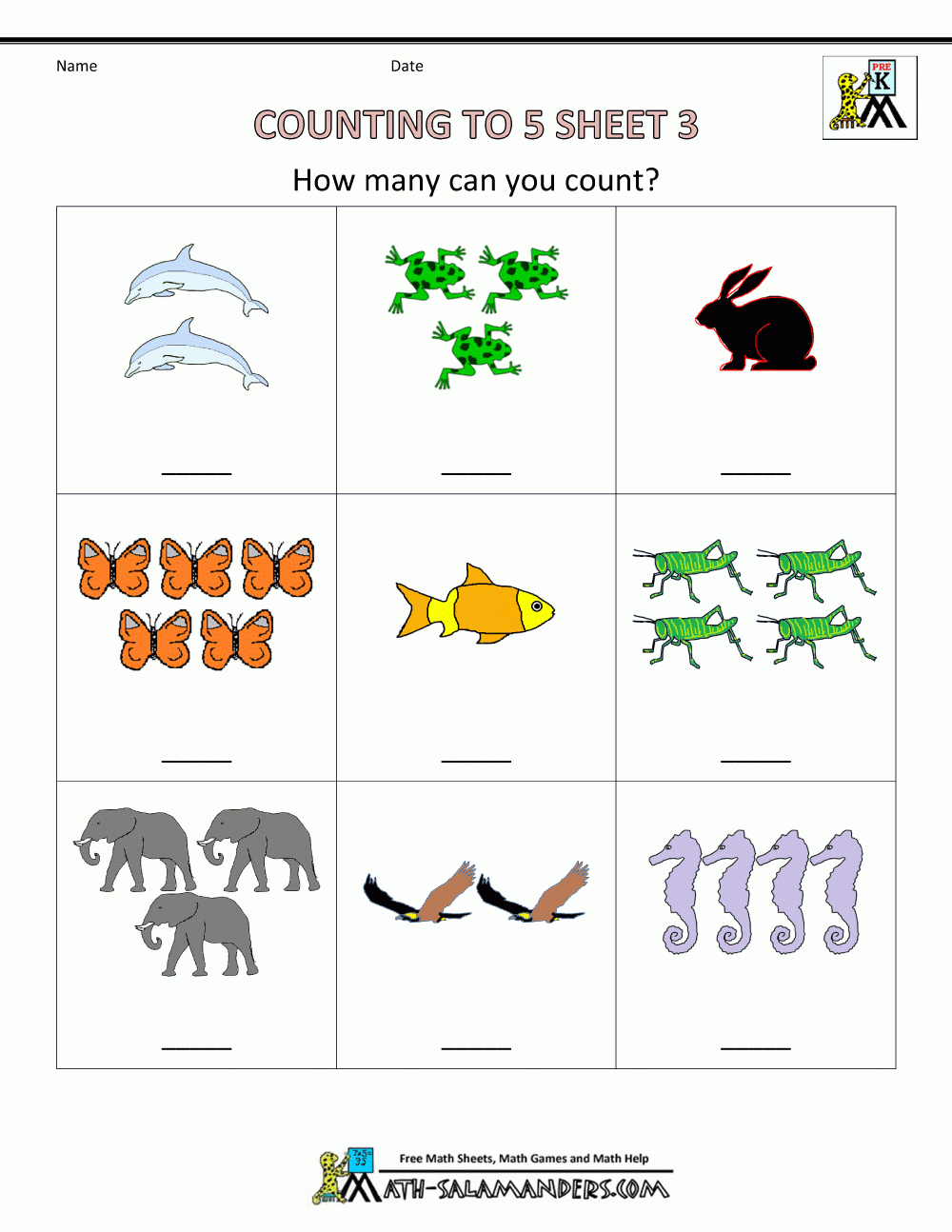 free preschool math worksheets age 3-4