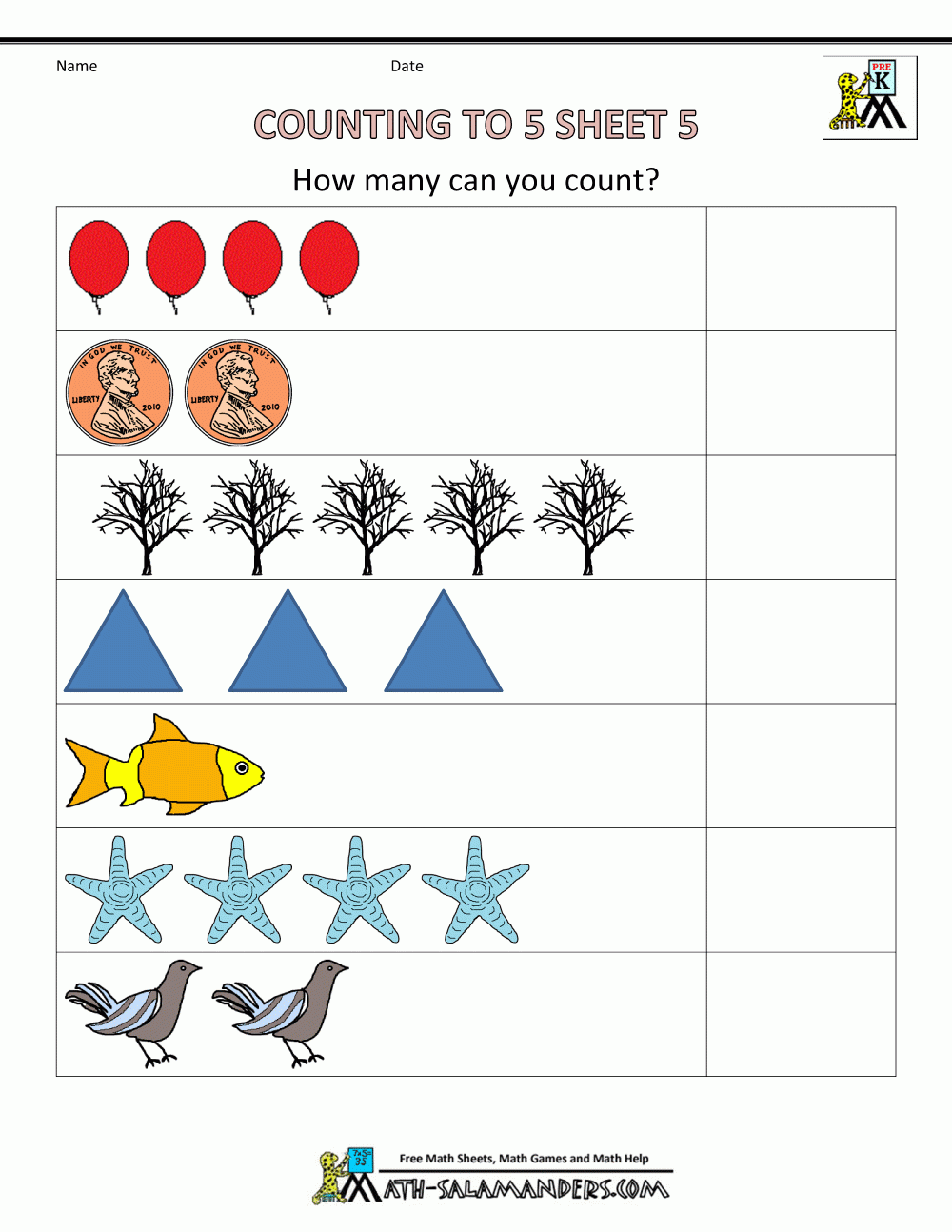 counting preschool math worksheets