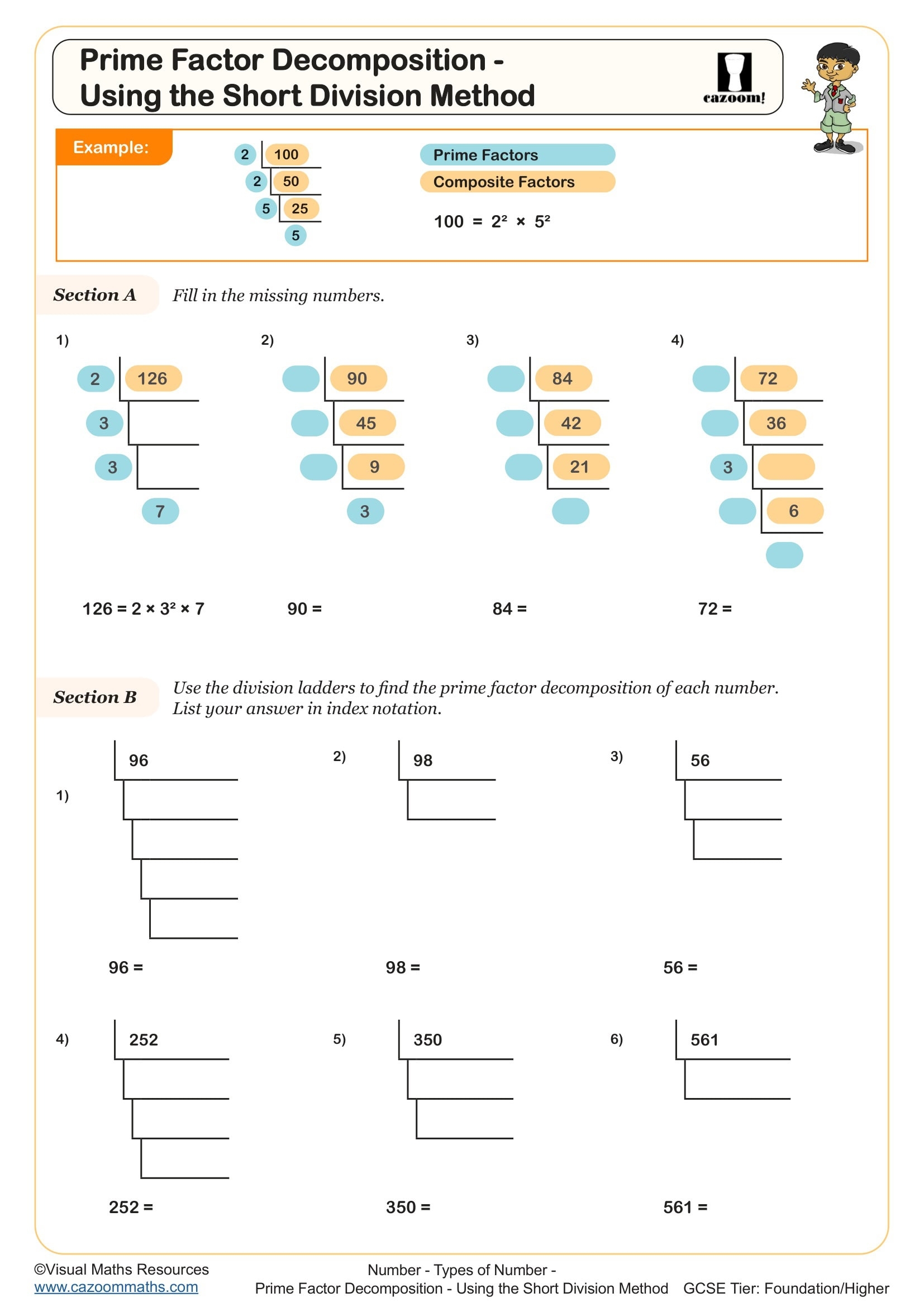 prime factorization worksheet