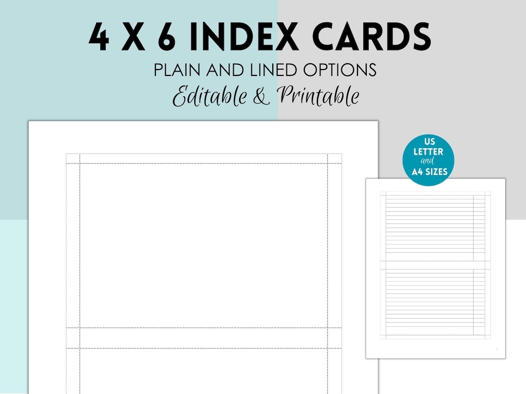 Printable 4x6 Index Card Printable Note Cards Printable Index Cards Blank Index Cards Index Card PDF Index Card Template flash Cards Etsy